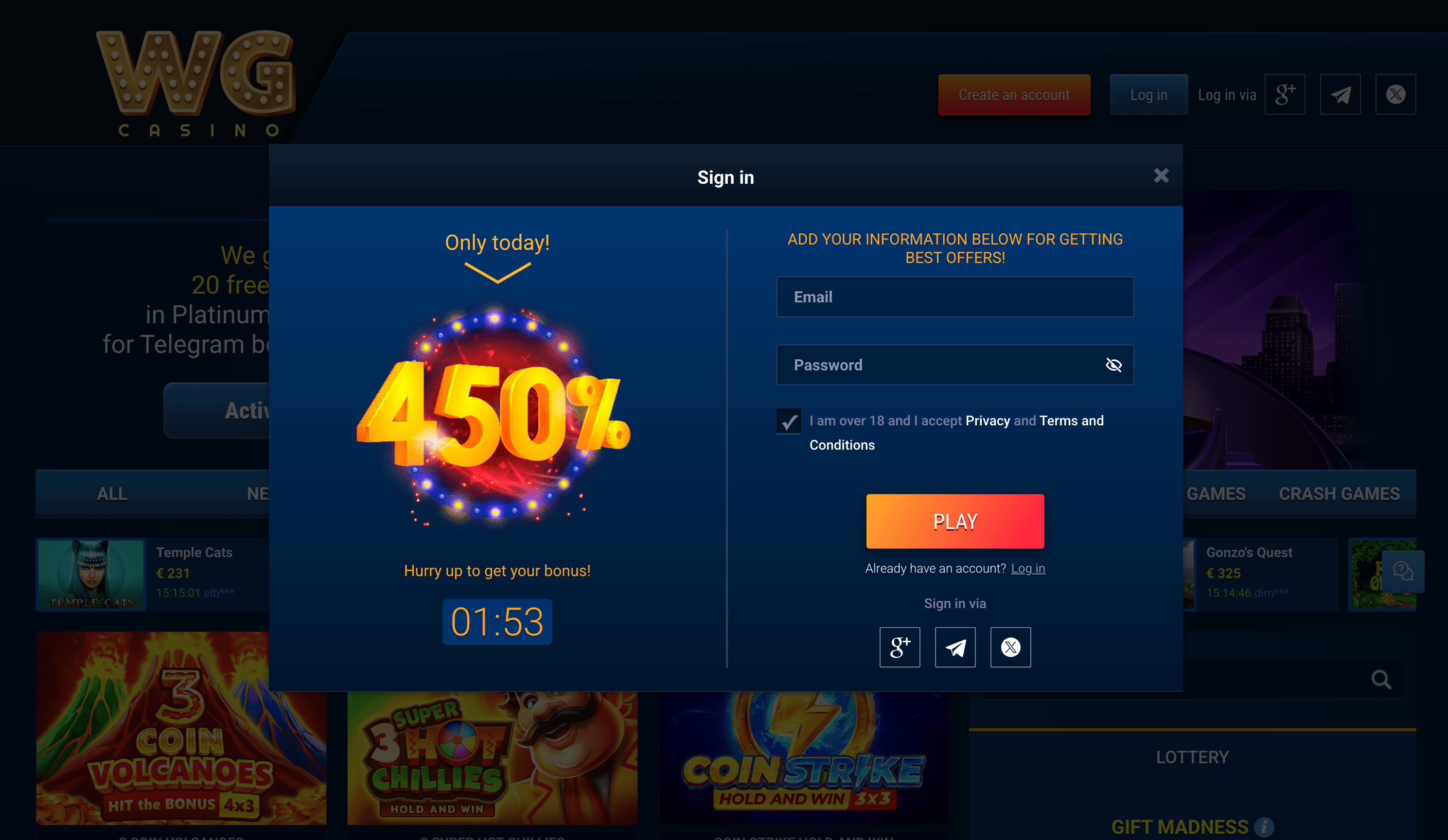 WG Casino Sign Up