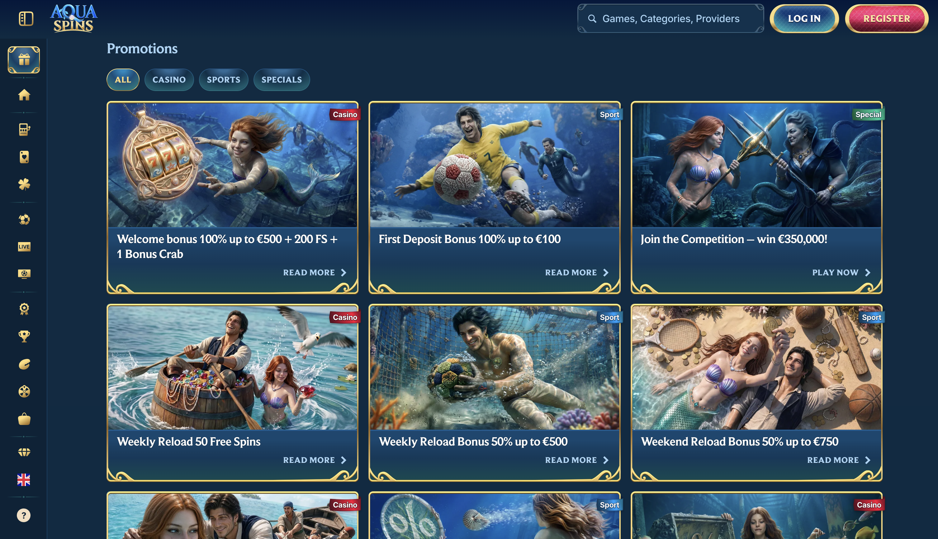 AquaSpins Casino Bonuses