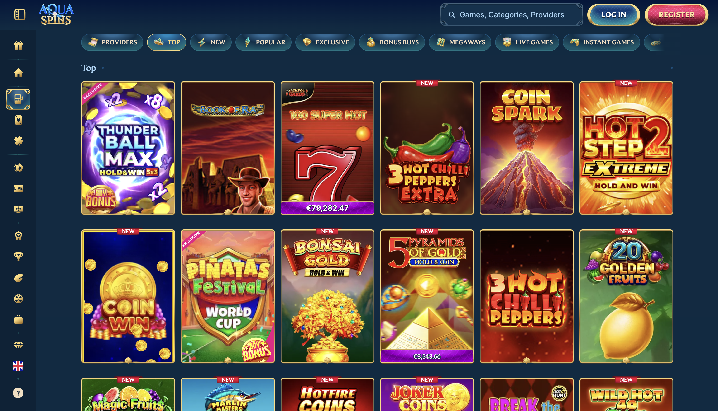 AquaSpins Casino Games