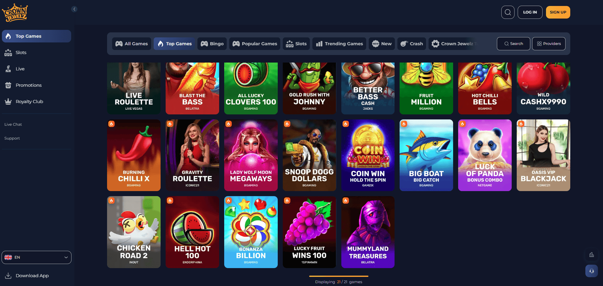 CrownJewelz Casino Games