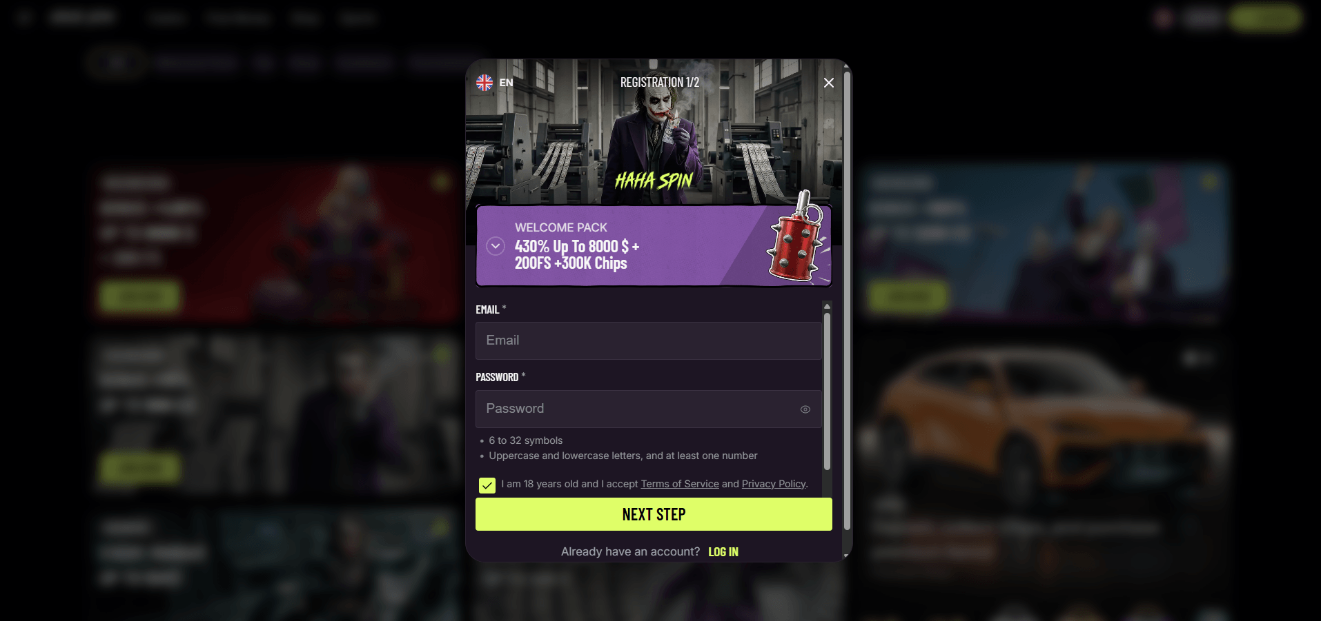 HahaSpin Casino Sign Up