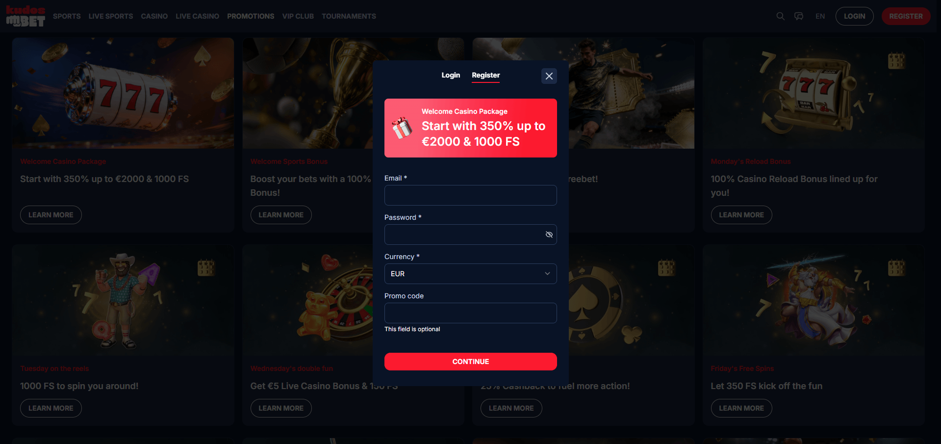 Kudosbet Casino Sign Up