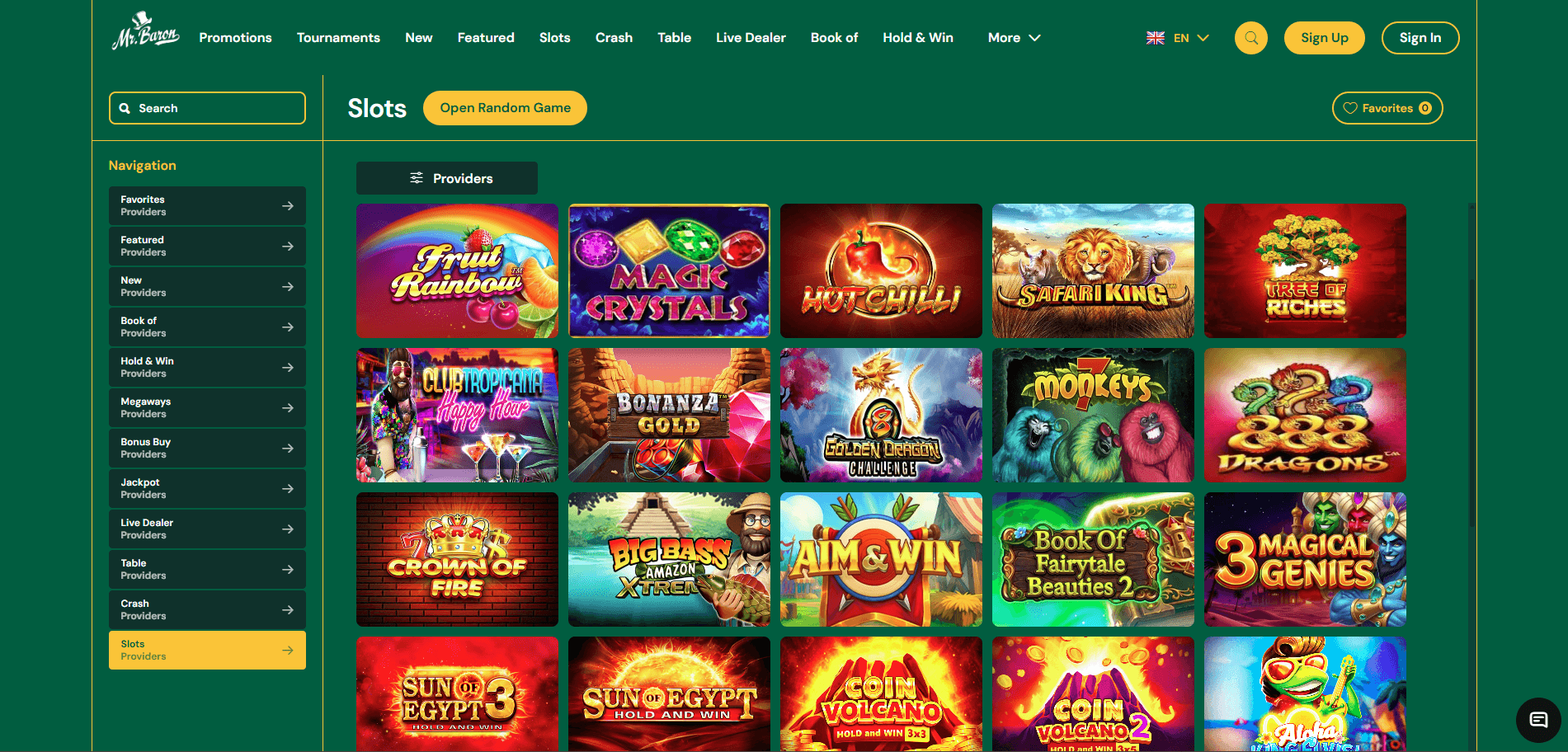 Mr Baron Casino Games