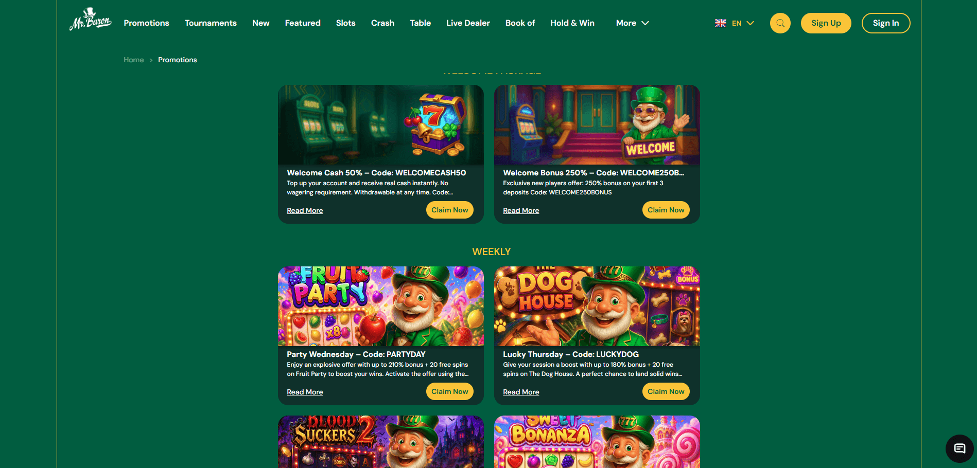 Mr Baron Casino Promotions
