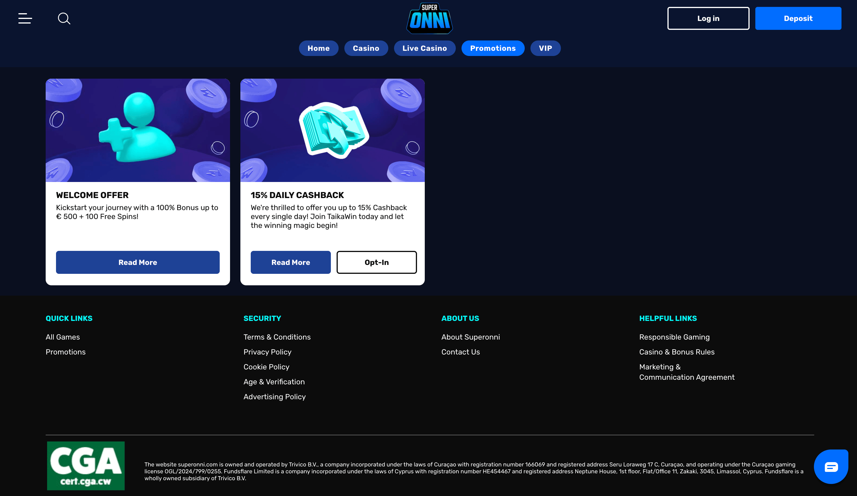 SuperOnni Casino Bonuses
