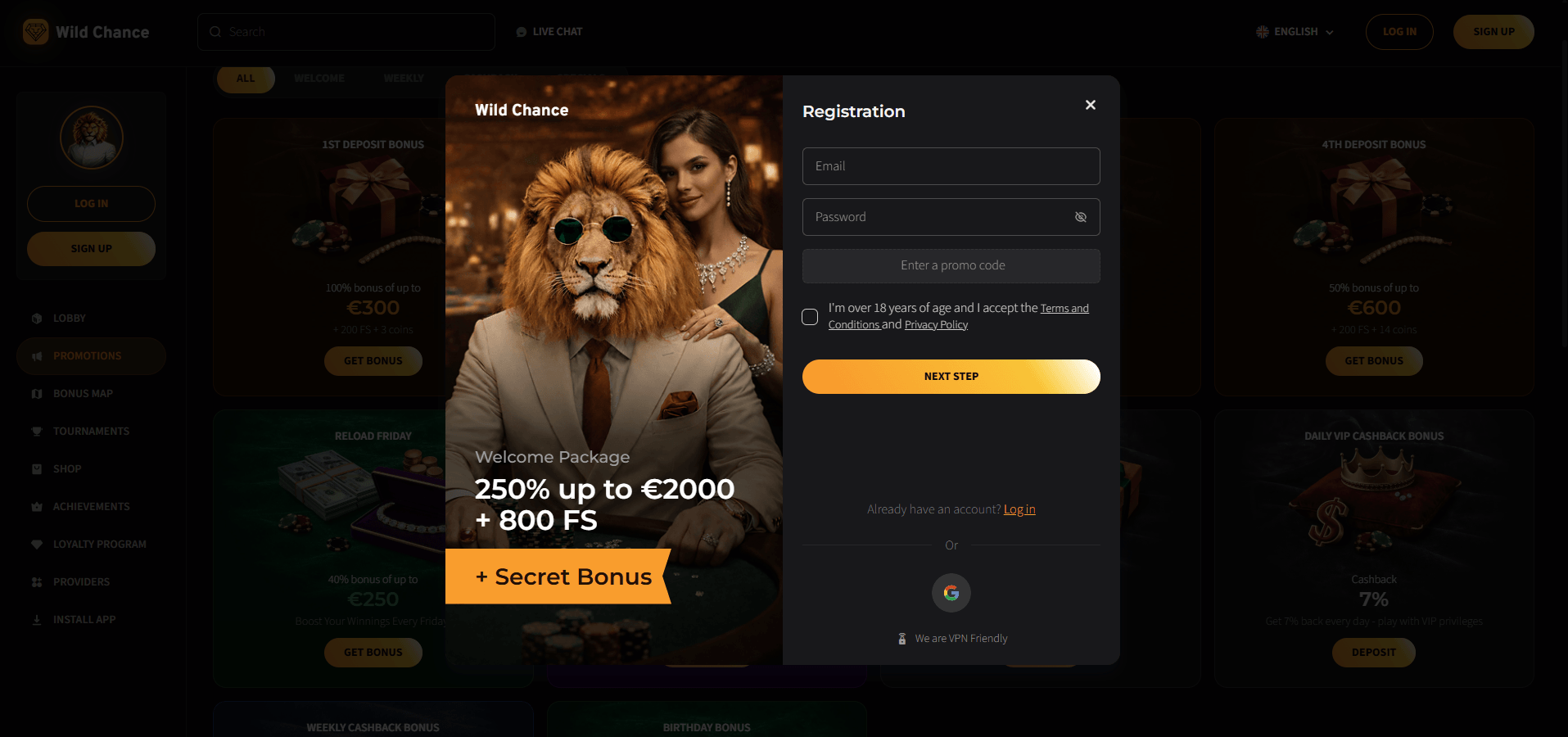WildChance Casino Sign Up