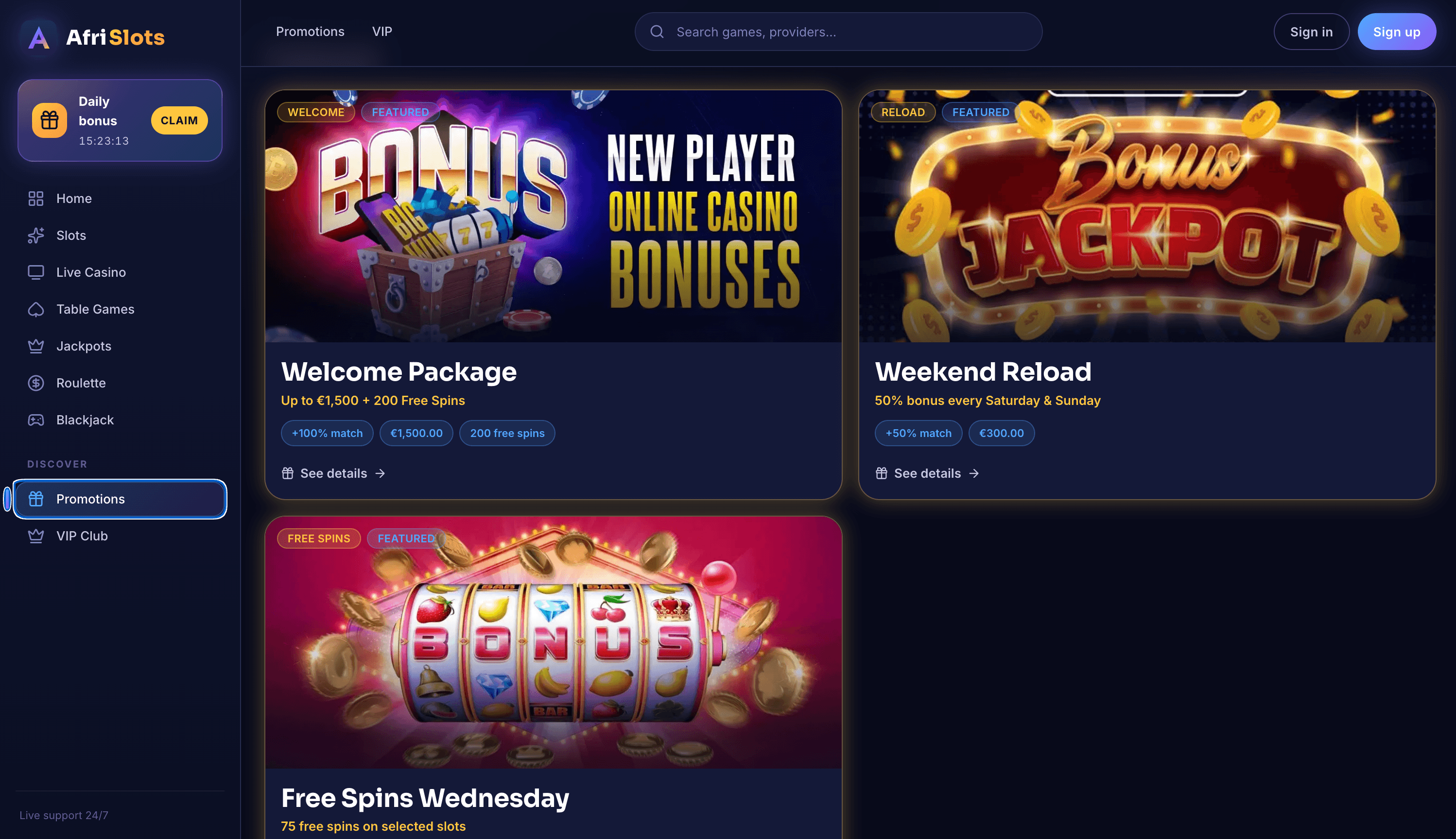 AfriSlots Casino Bonuses