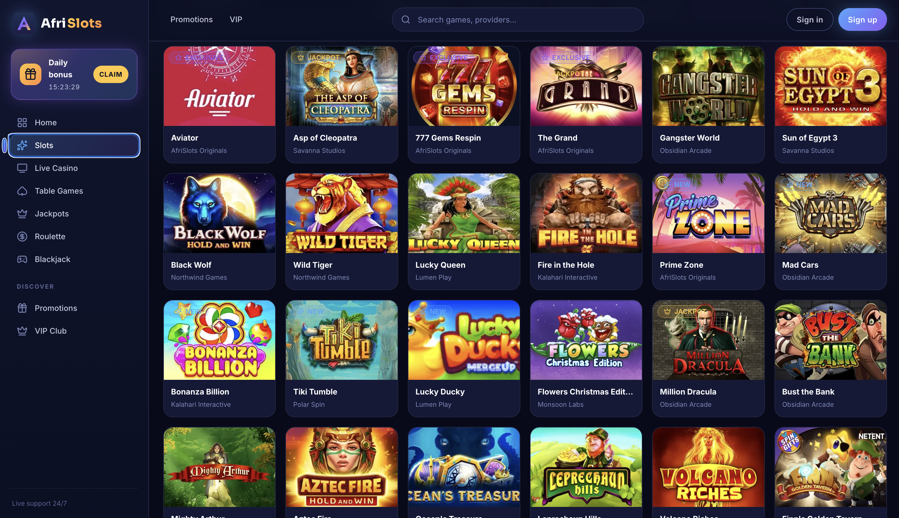 AfriSlots Casino Games