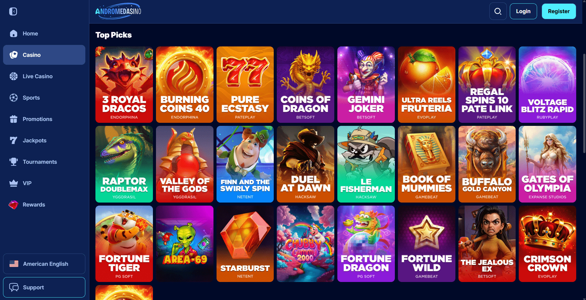 Andromedasino Casino Games