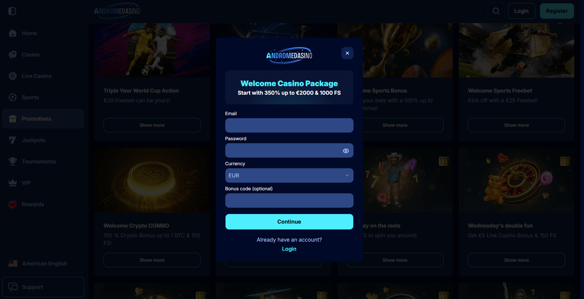 Andromedasino Casino Sign Up