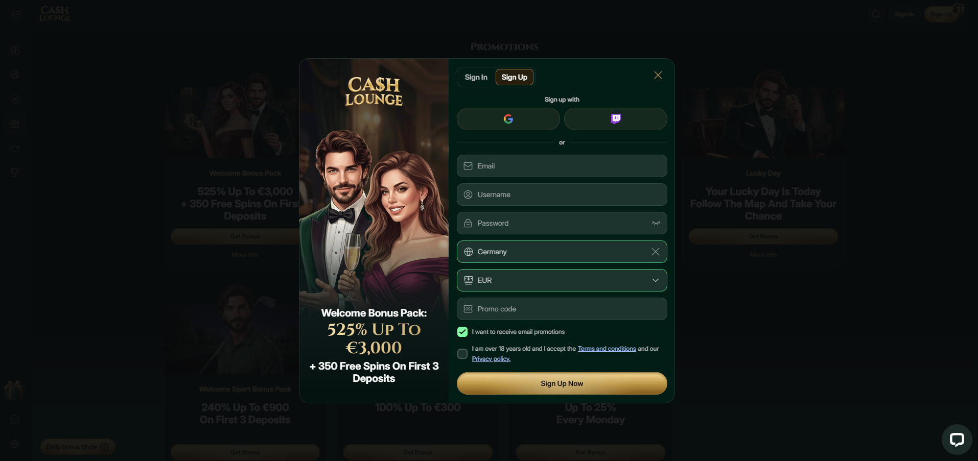CashLounge Casino Sig Up