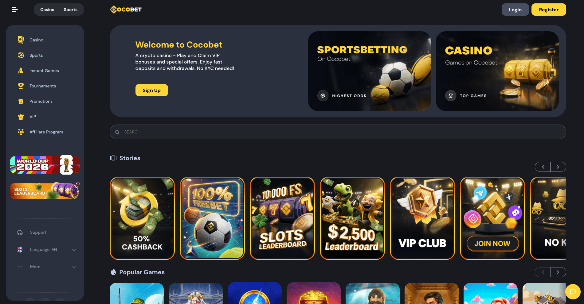 CocoBet Casino Lobby