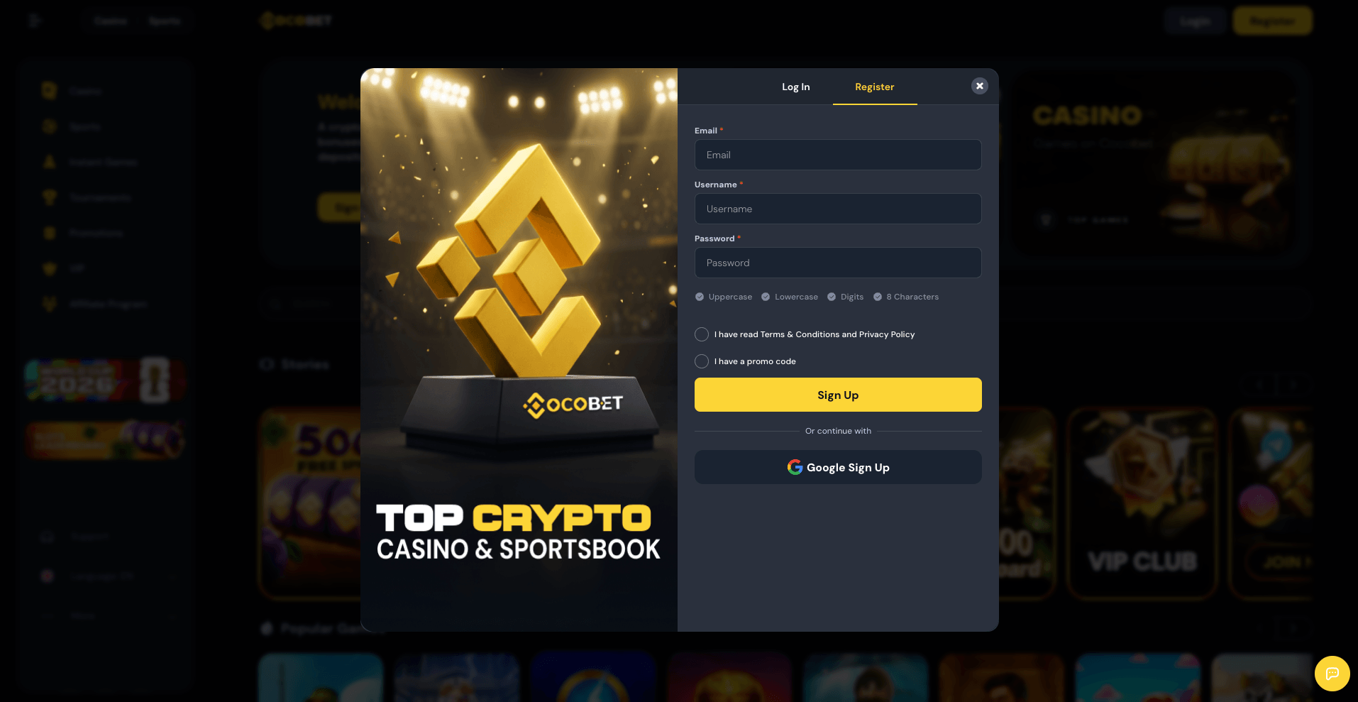 CocoBet Casino Sign Up