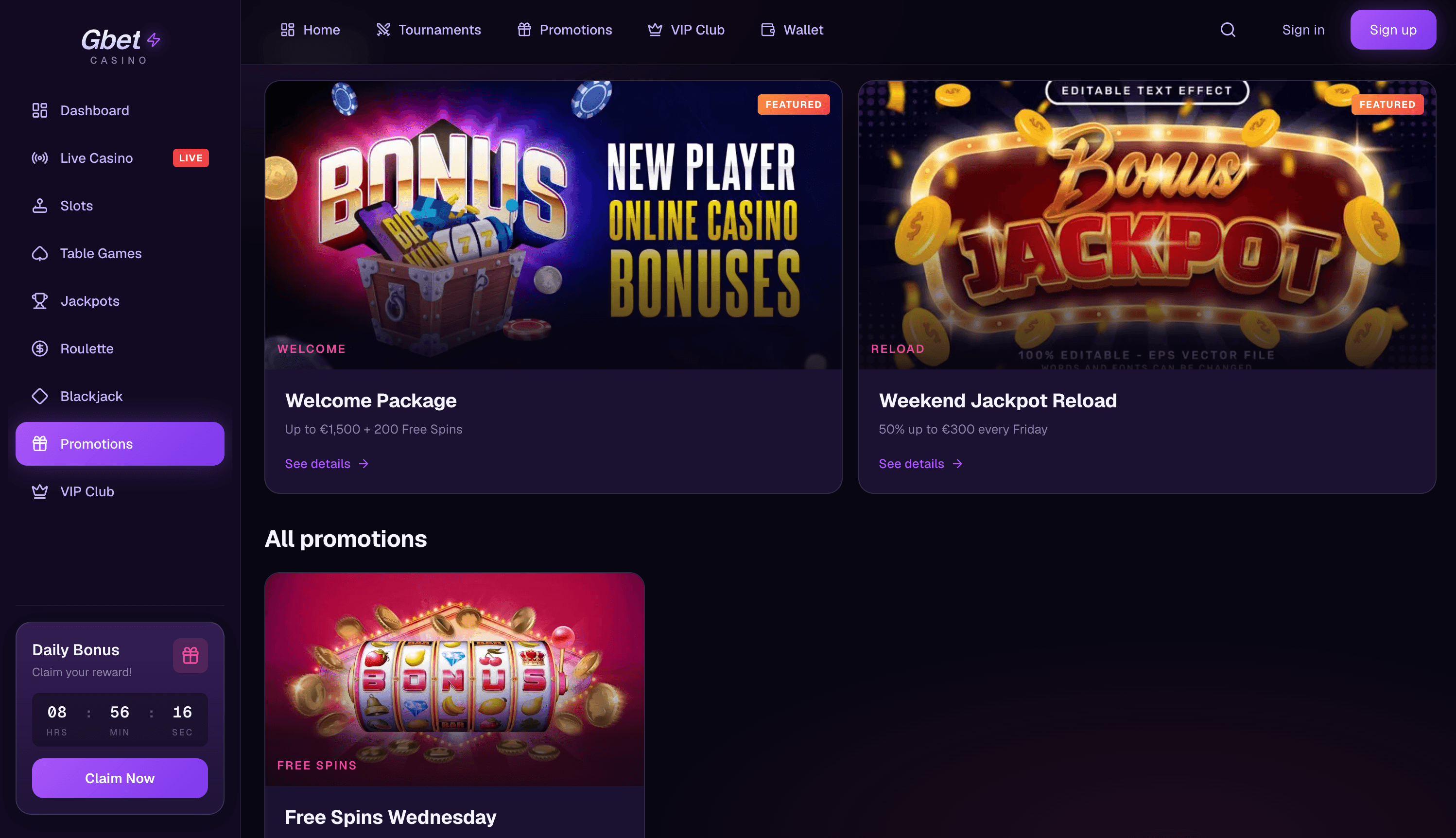 GBetPlay Casino Bonuses