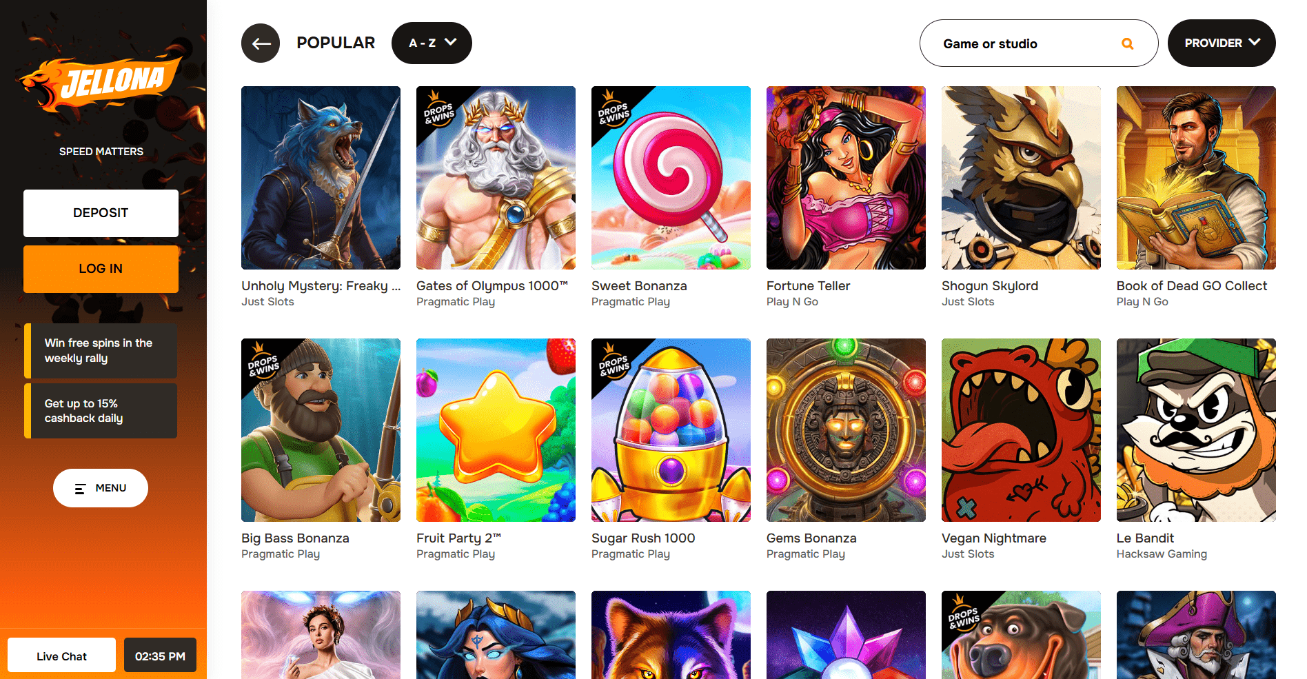 Jellona Casino Games