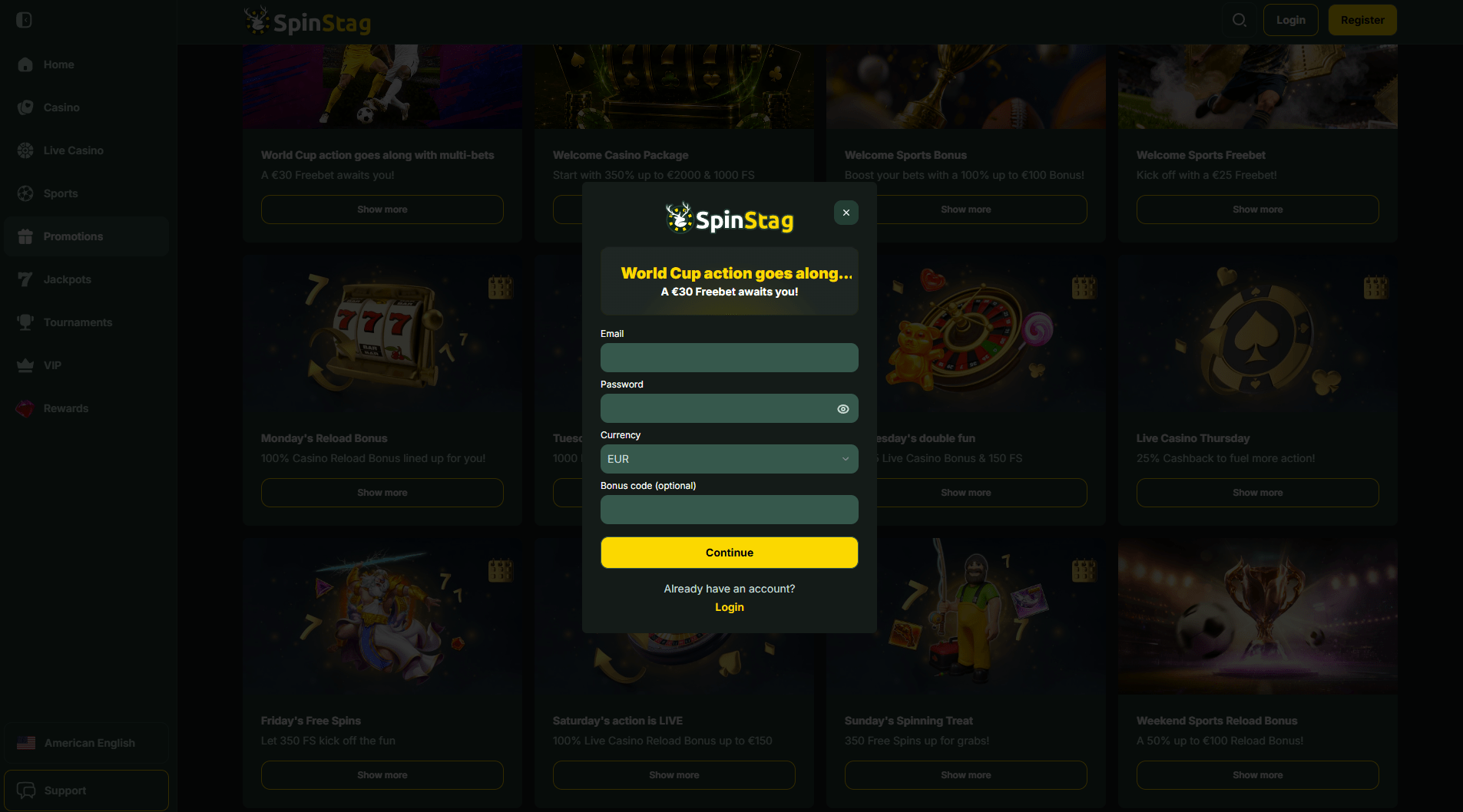 SpinStag Casino Sign Up