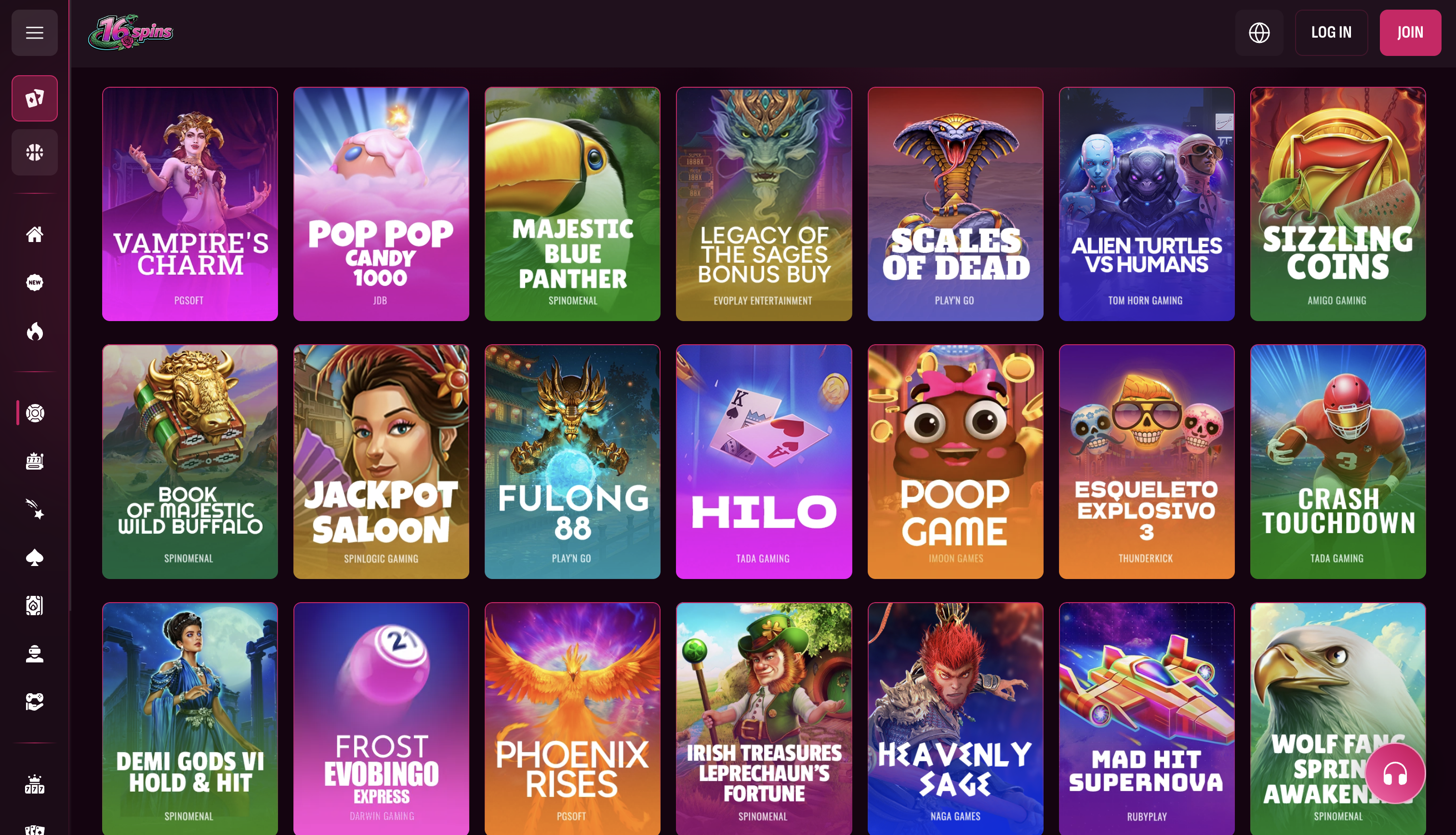 16Spins Casino Games