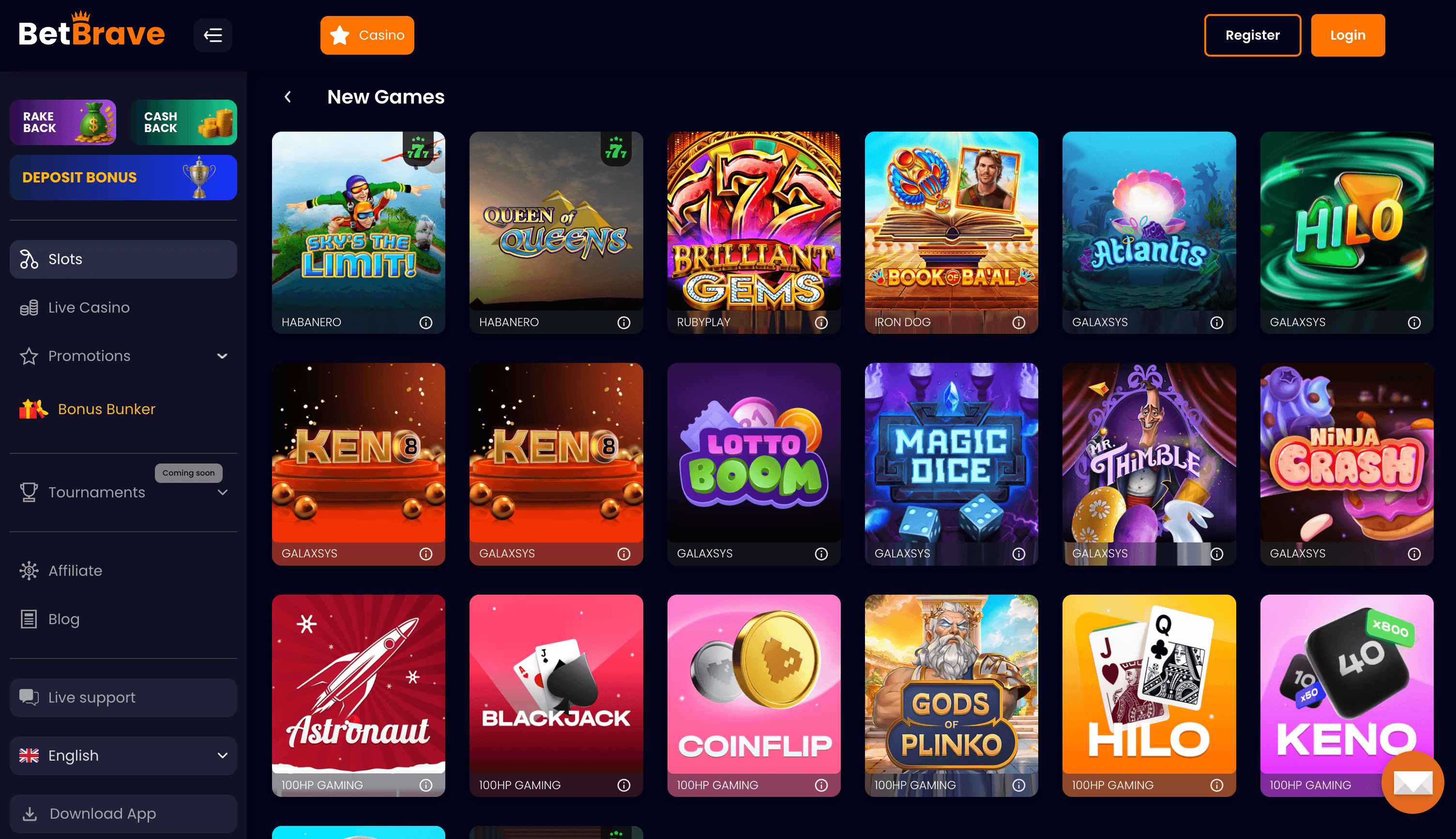 BetBrave Casino Games