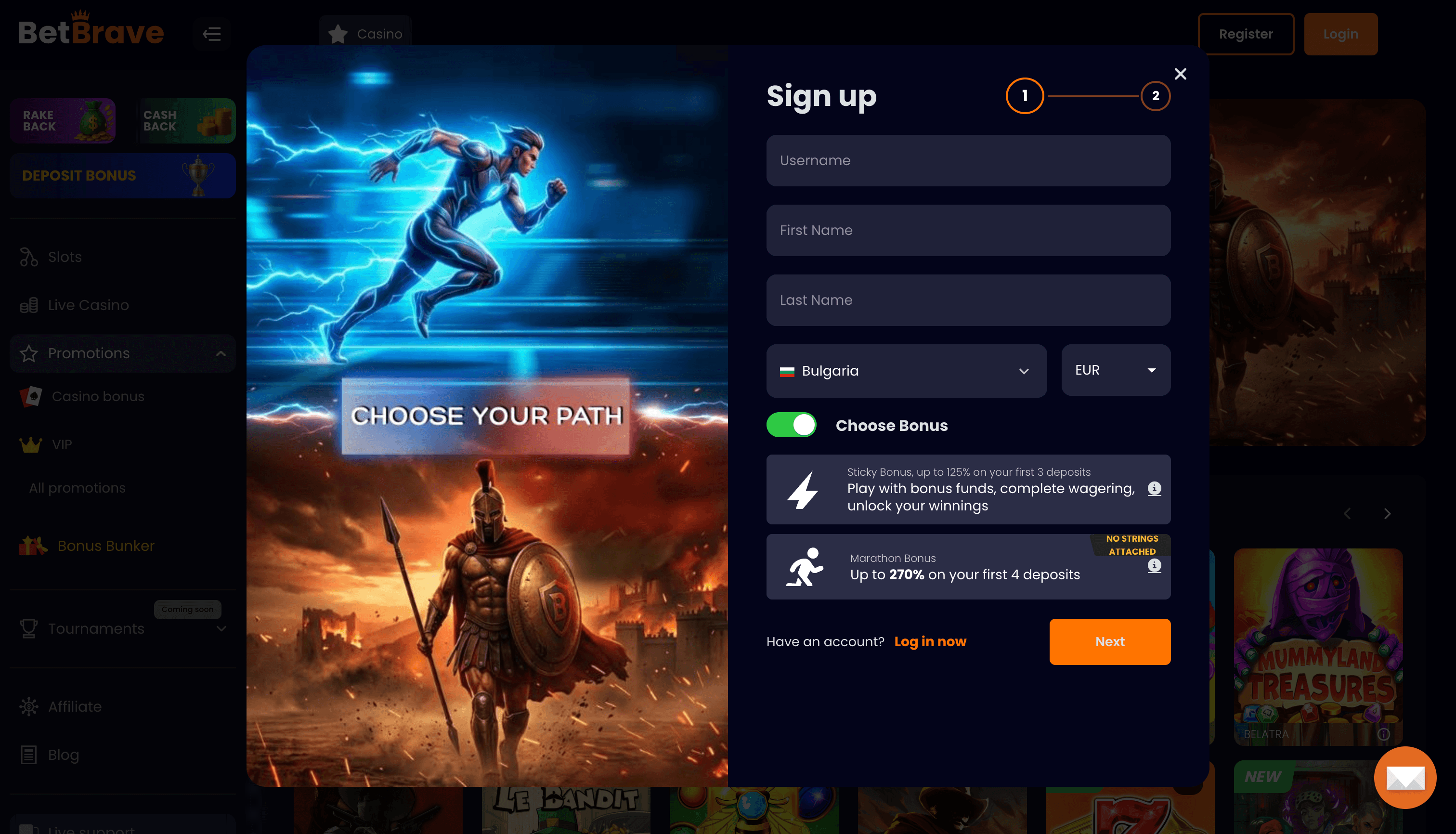 BetBrave Casino Sign Up