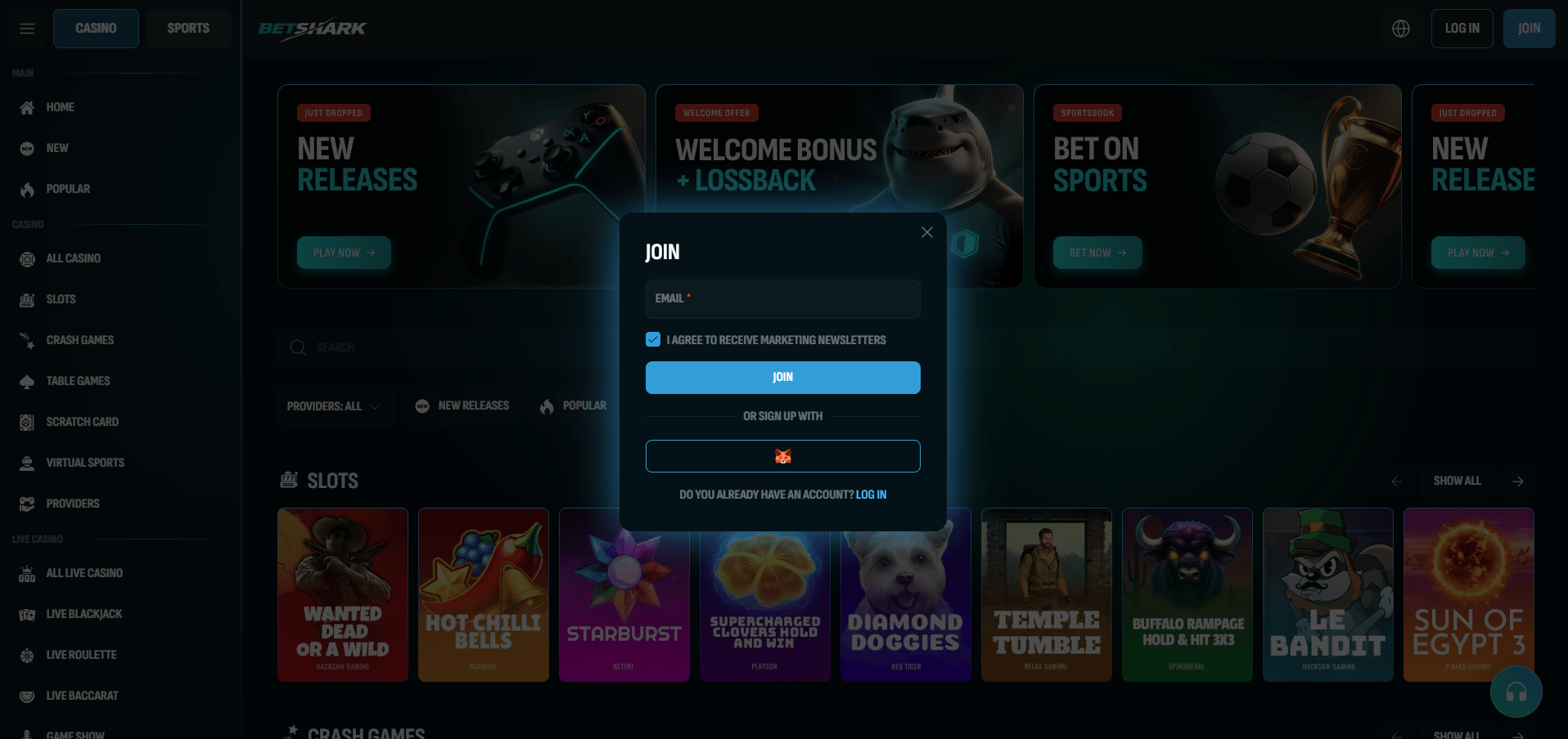 BetShark Casino Sign Up