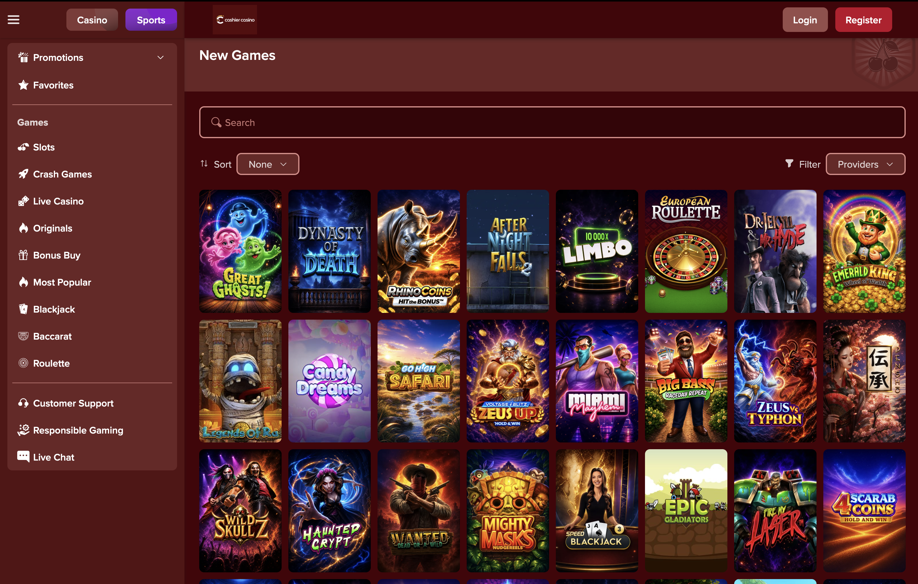 Cashier Casino Games