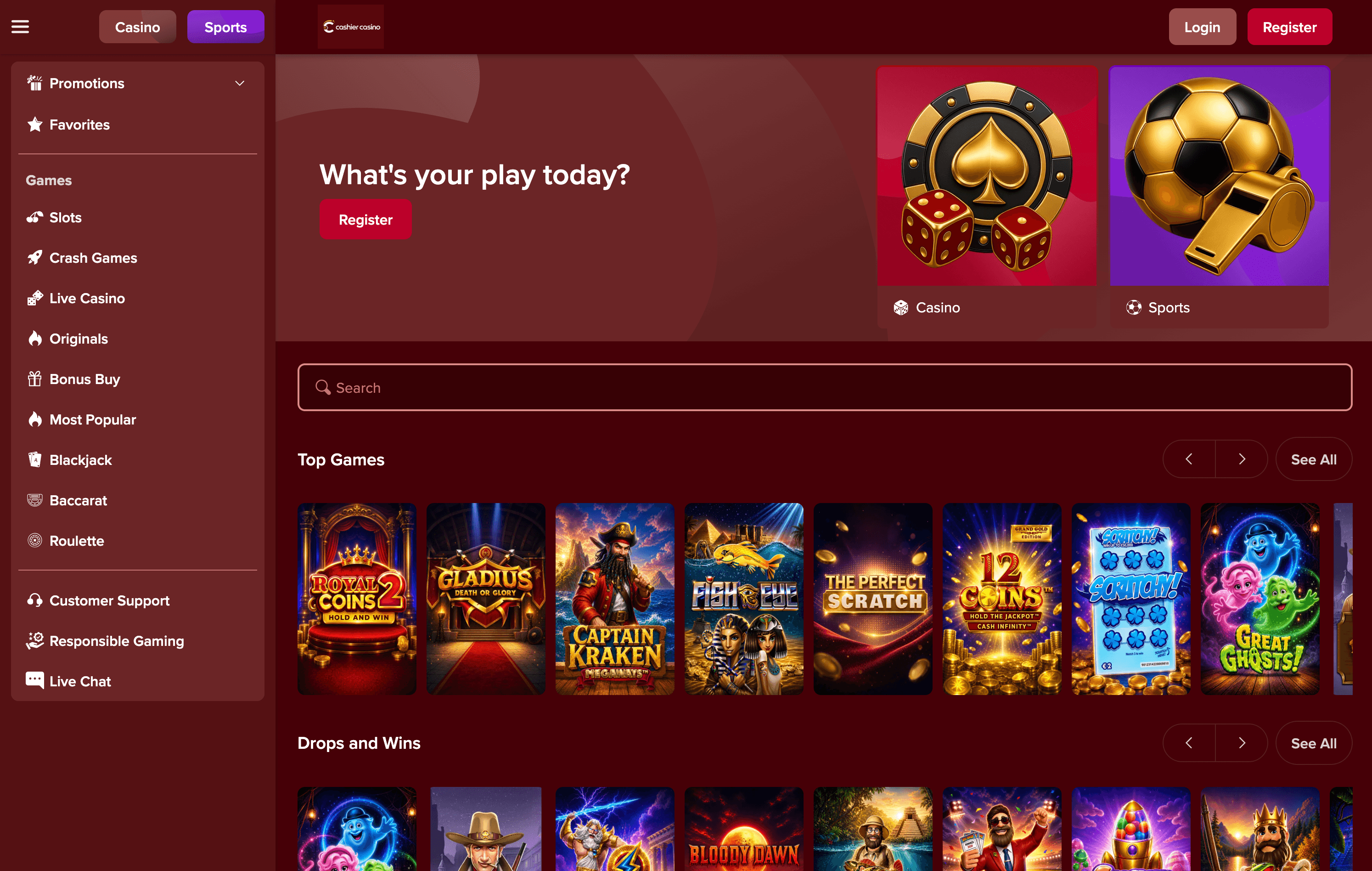 Cashier Casino Lobby