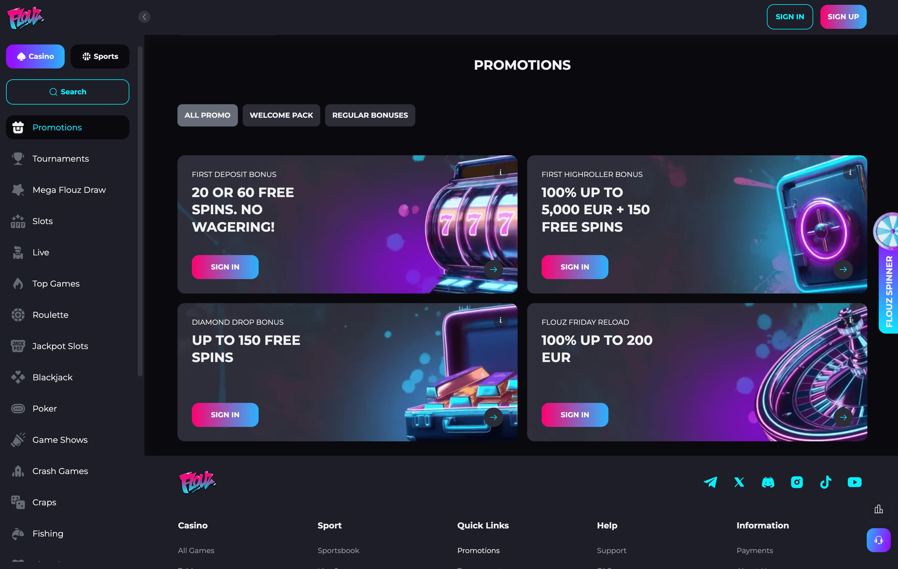Flouz Casino Bonuses