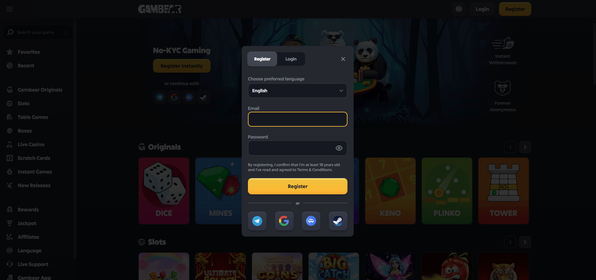 GamBear Casino Sign Up
