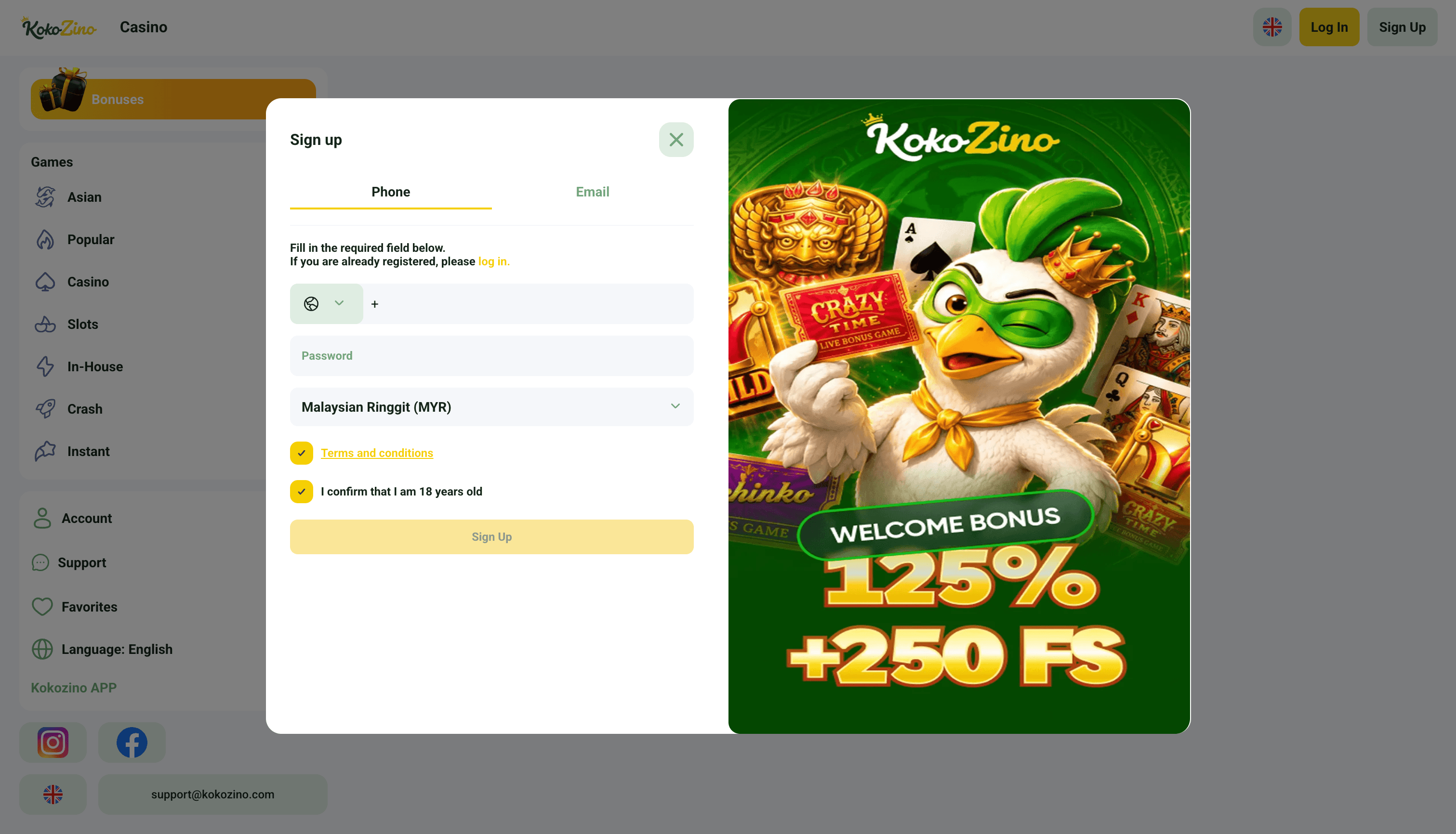 Kokozino Casino Sign Up