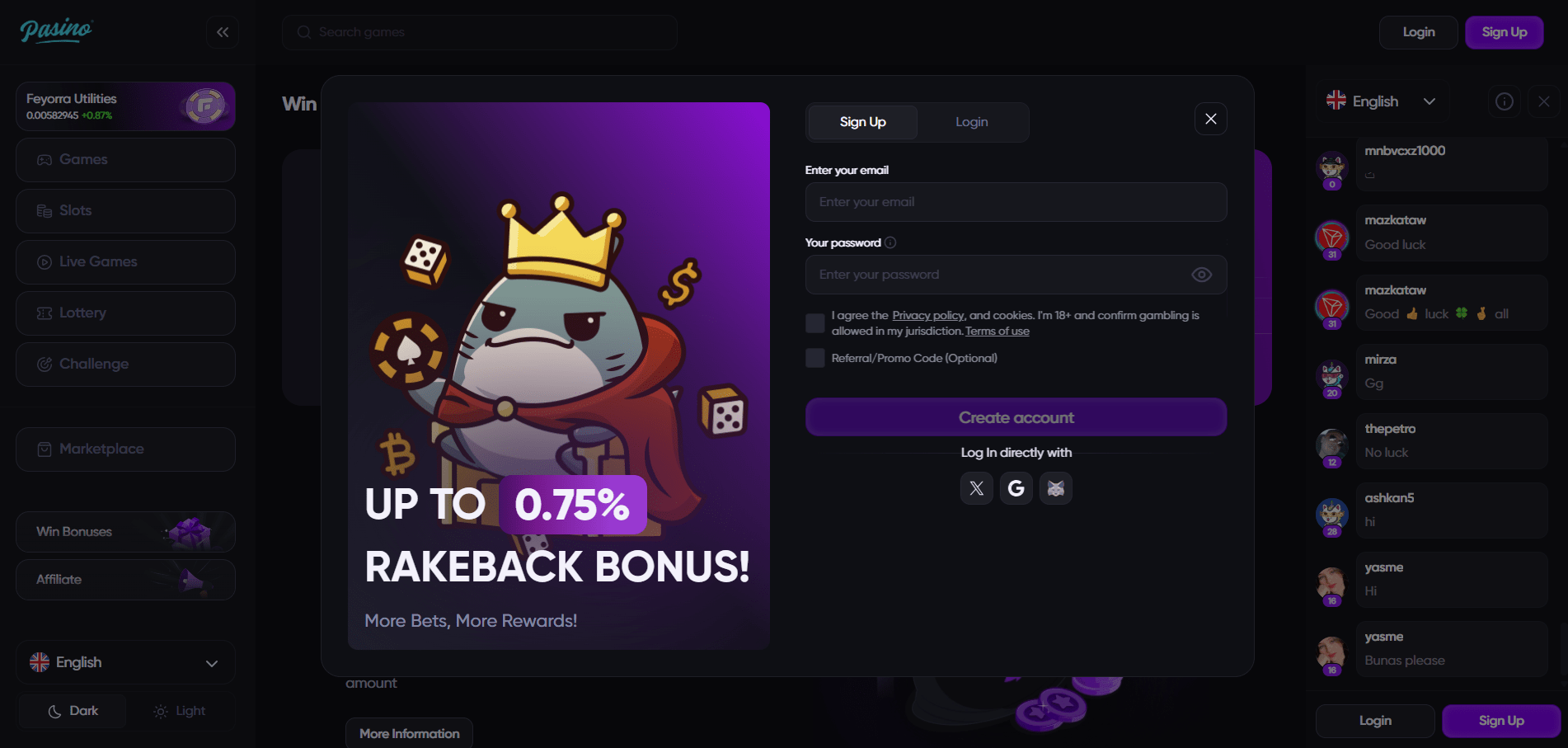 Pasino Casino Sign Up
