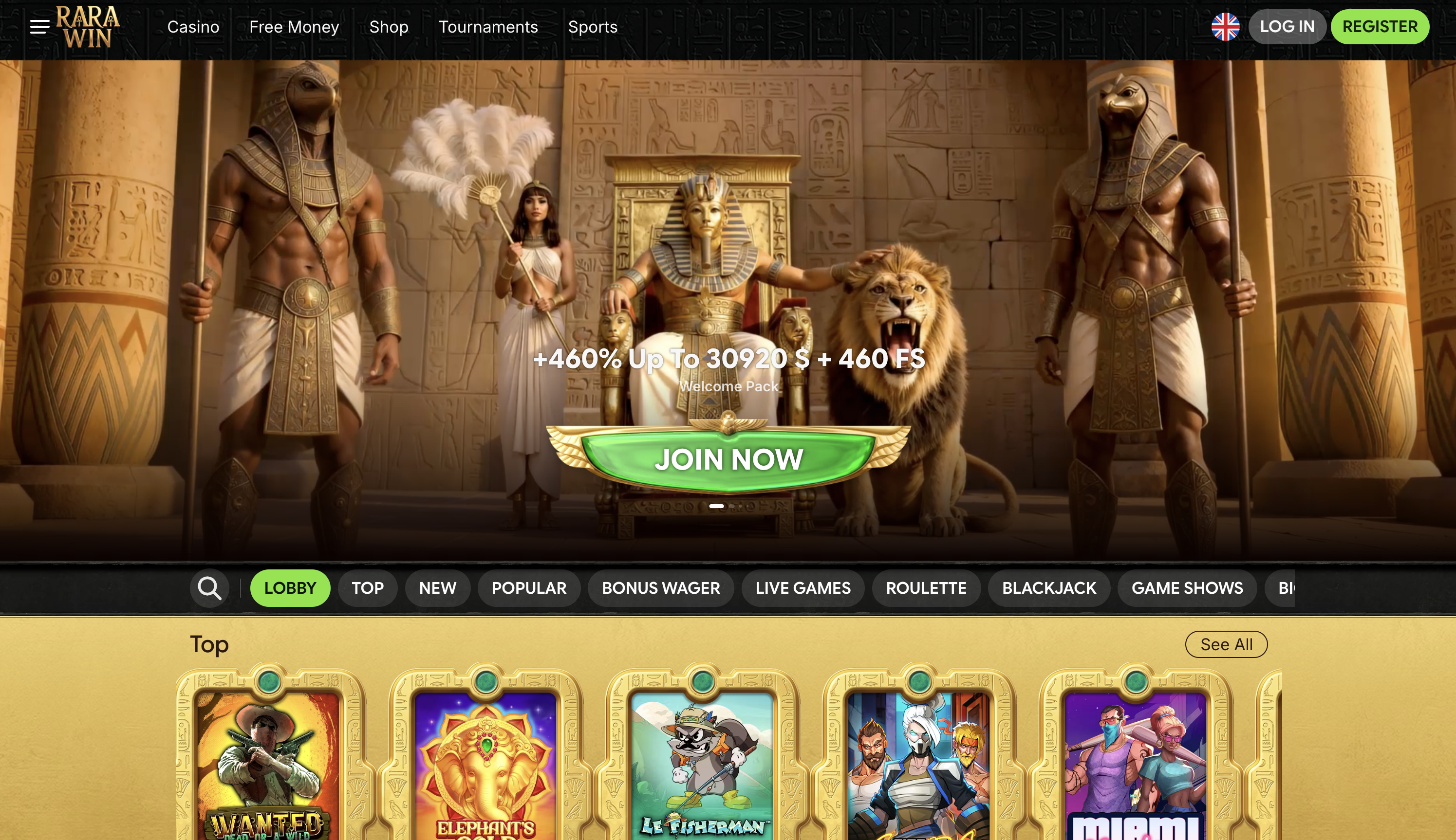 RaraWin Casino Lobby