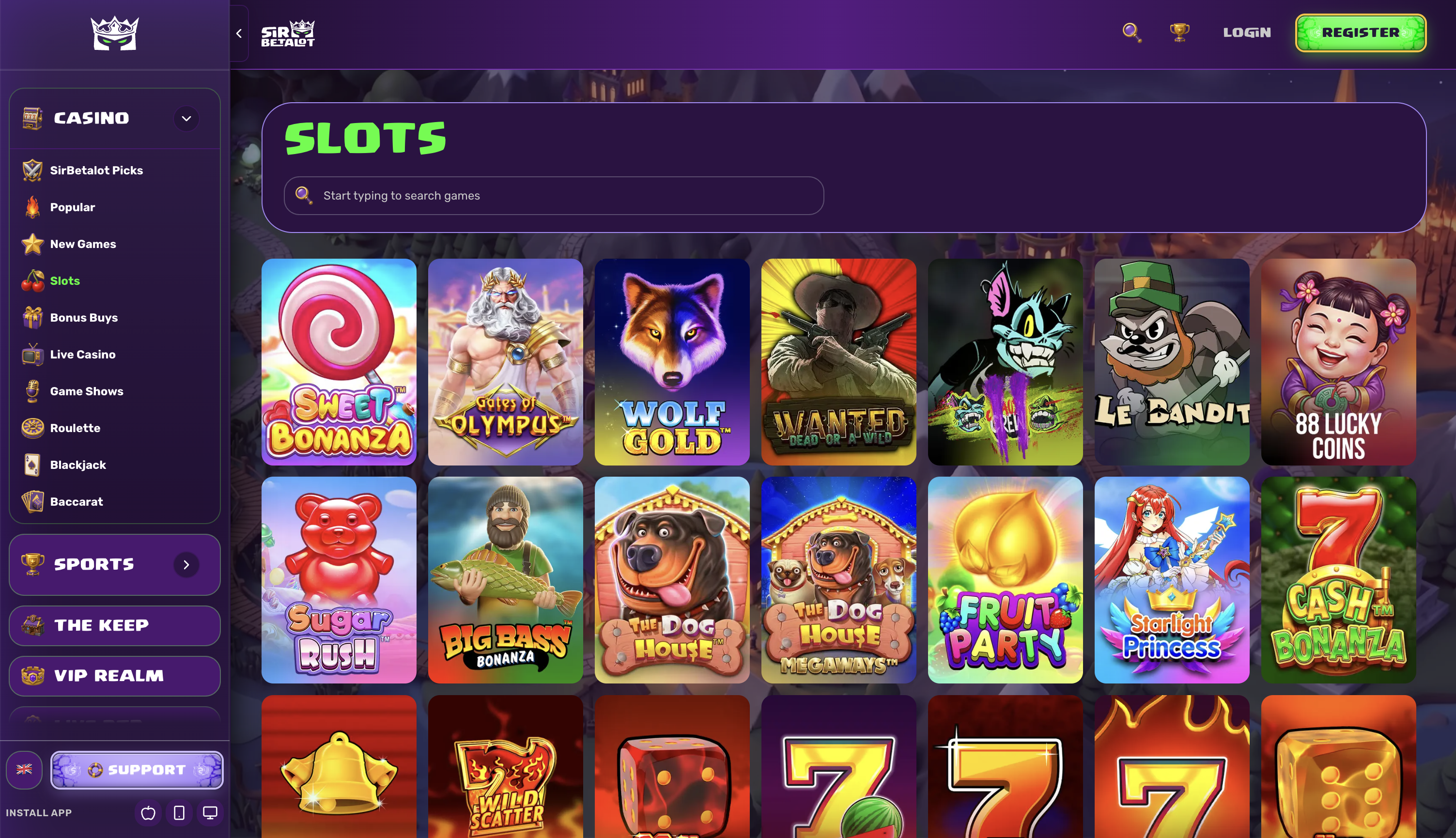 SirBetalot Casino Games