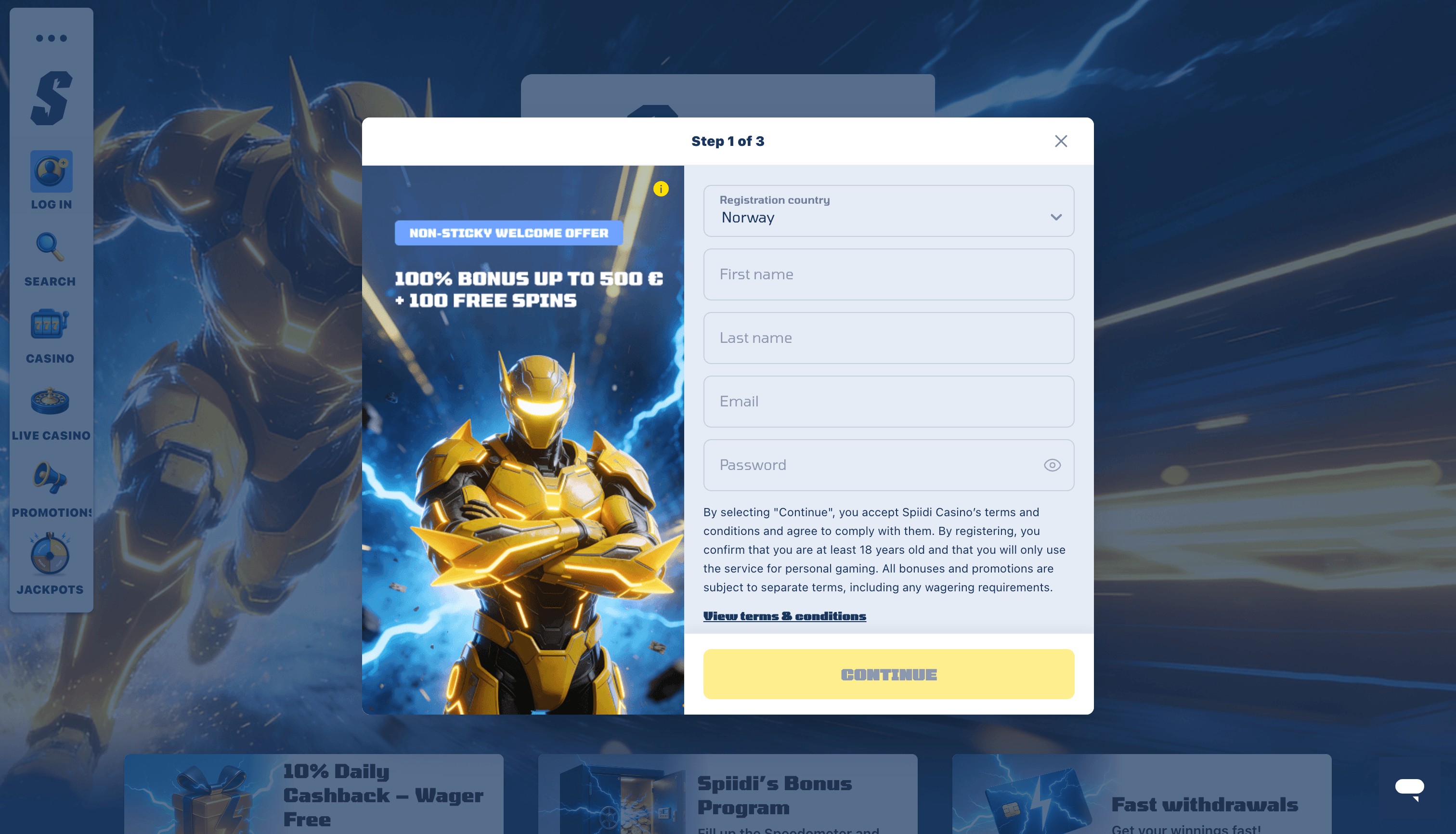 Spiidi Casino Sign Up