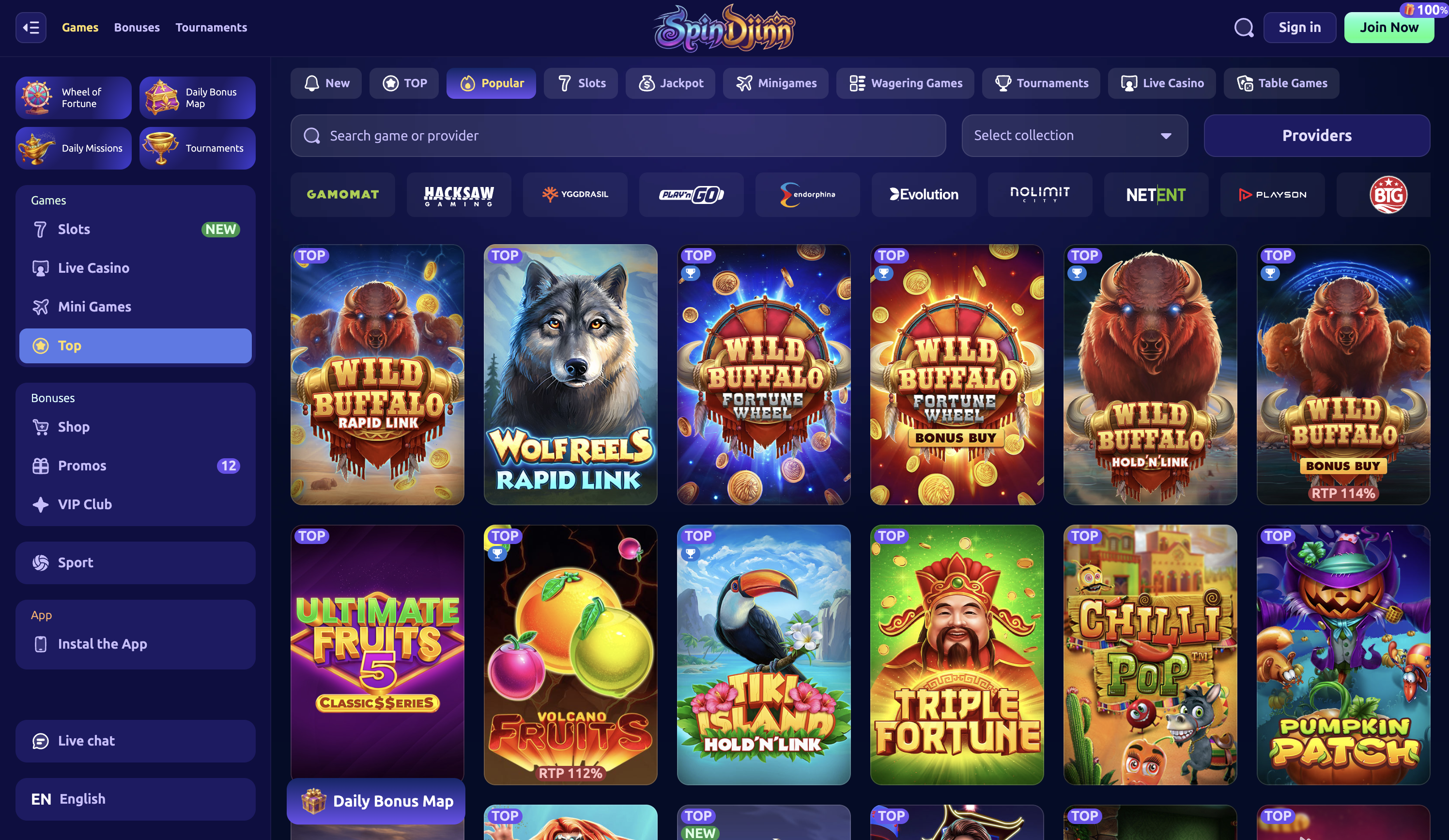 SpinDjinn Casino Games