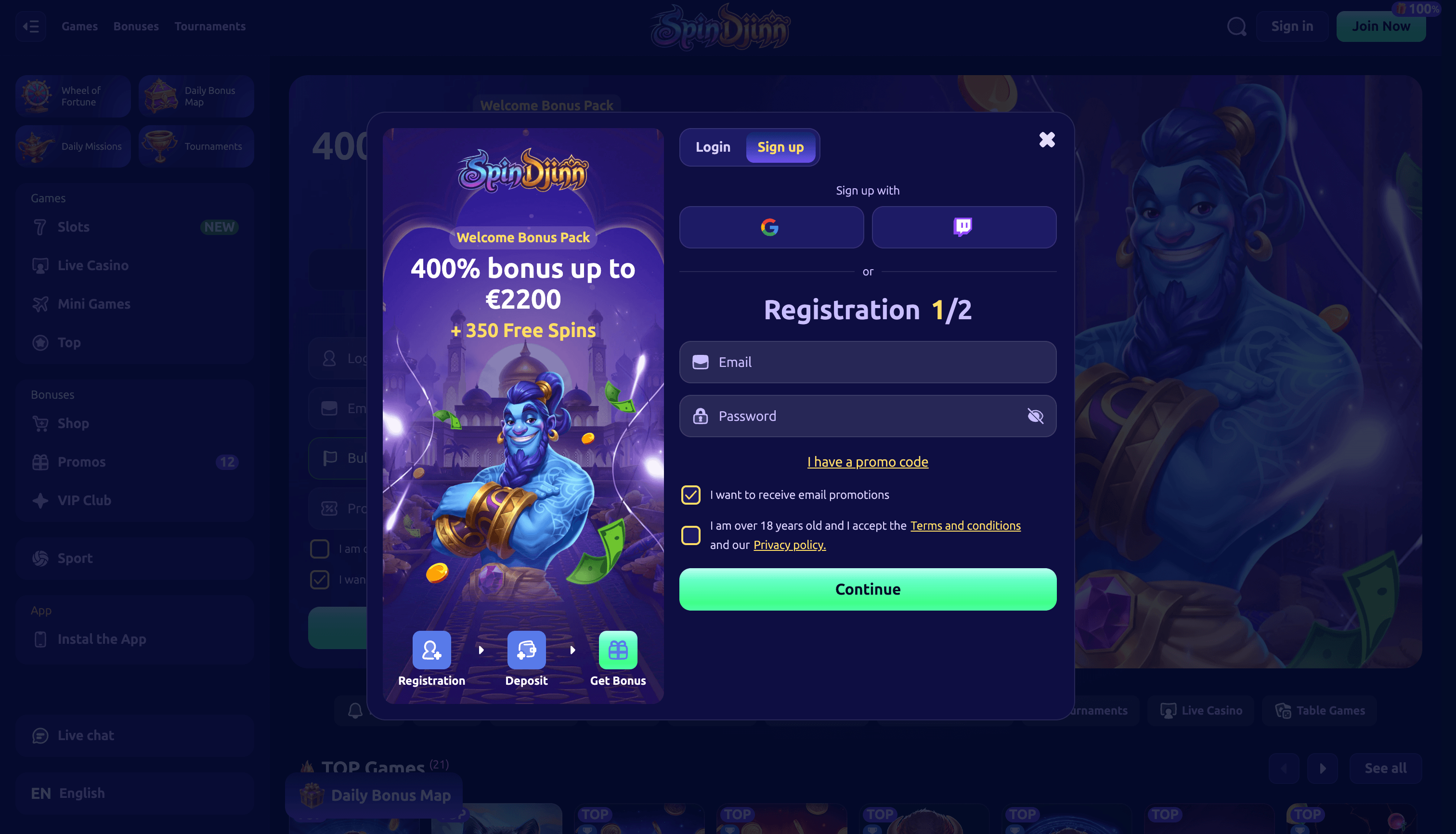 SpinDjinn Casino Sign Up