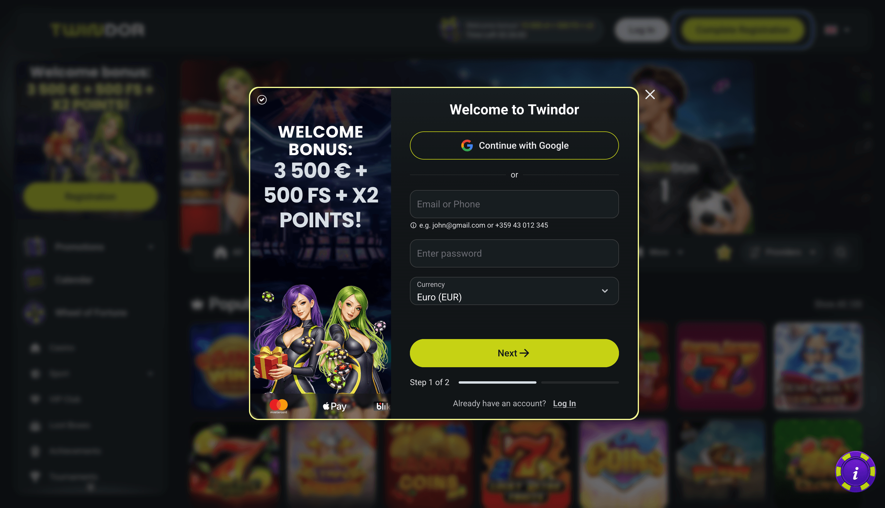 Twindor Casino Sign Up