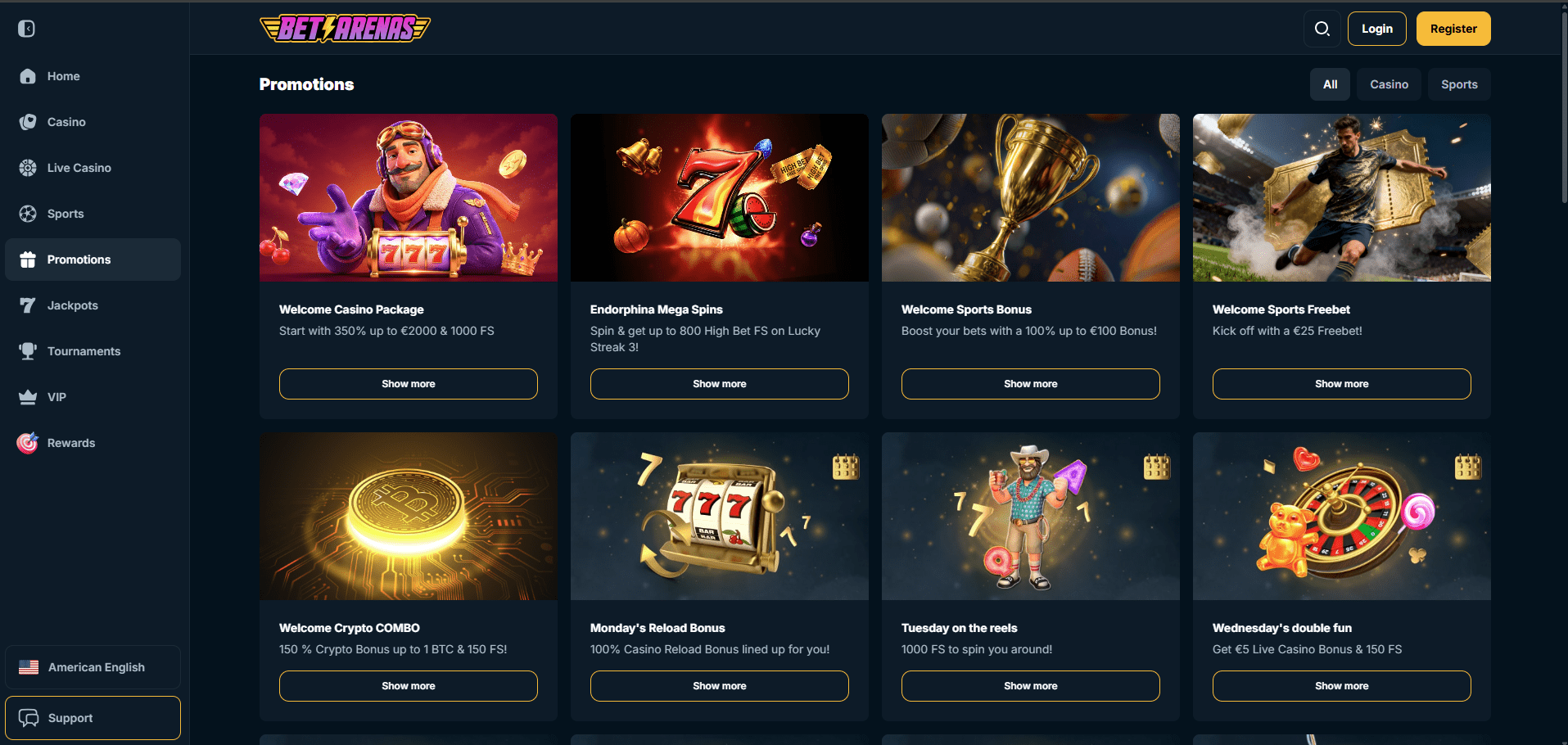 BetArenas Casino Promotions