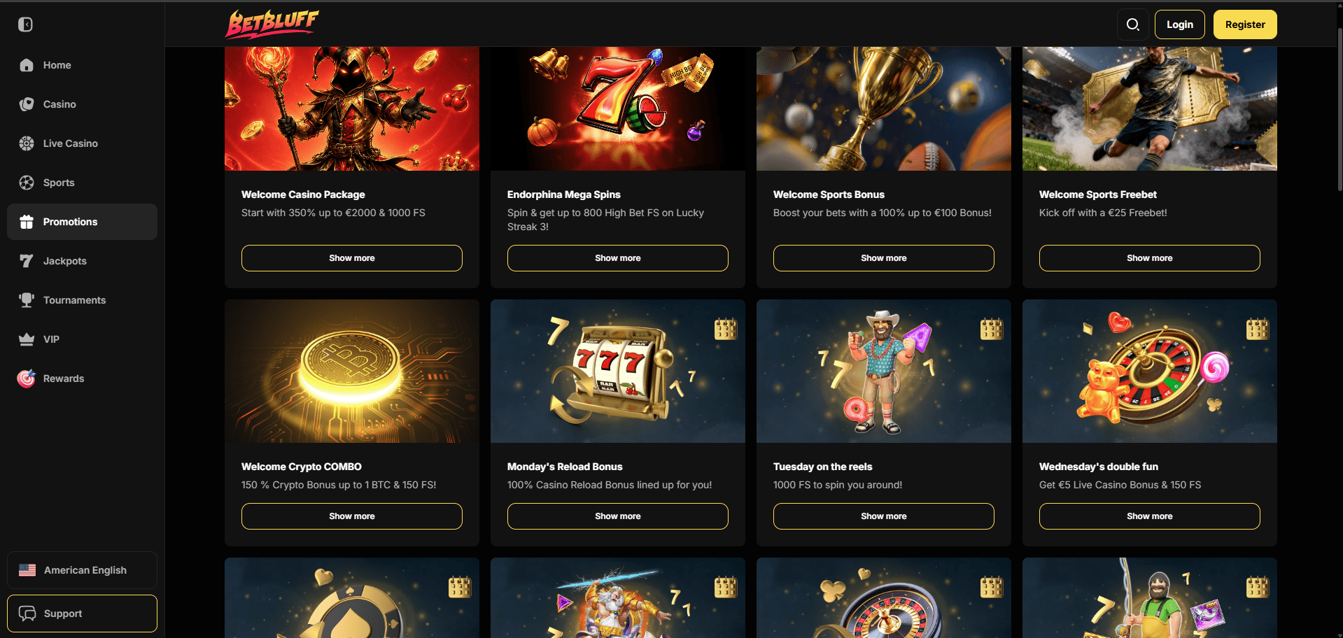 BetBluff Casino Promotions