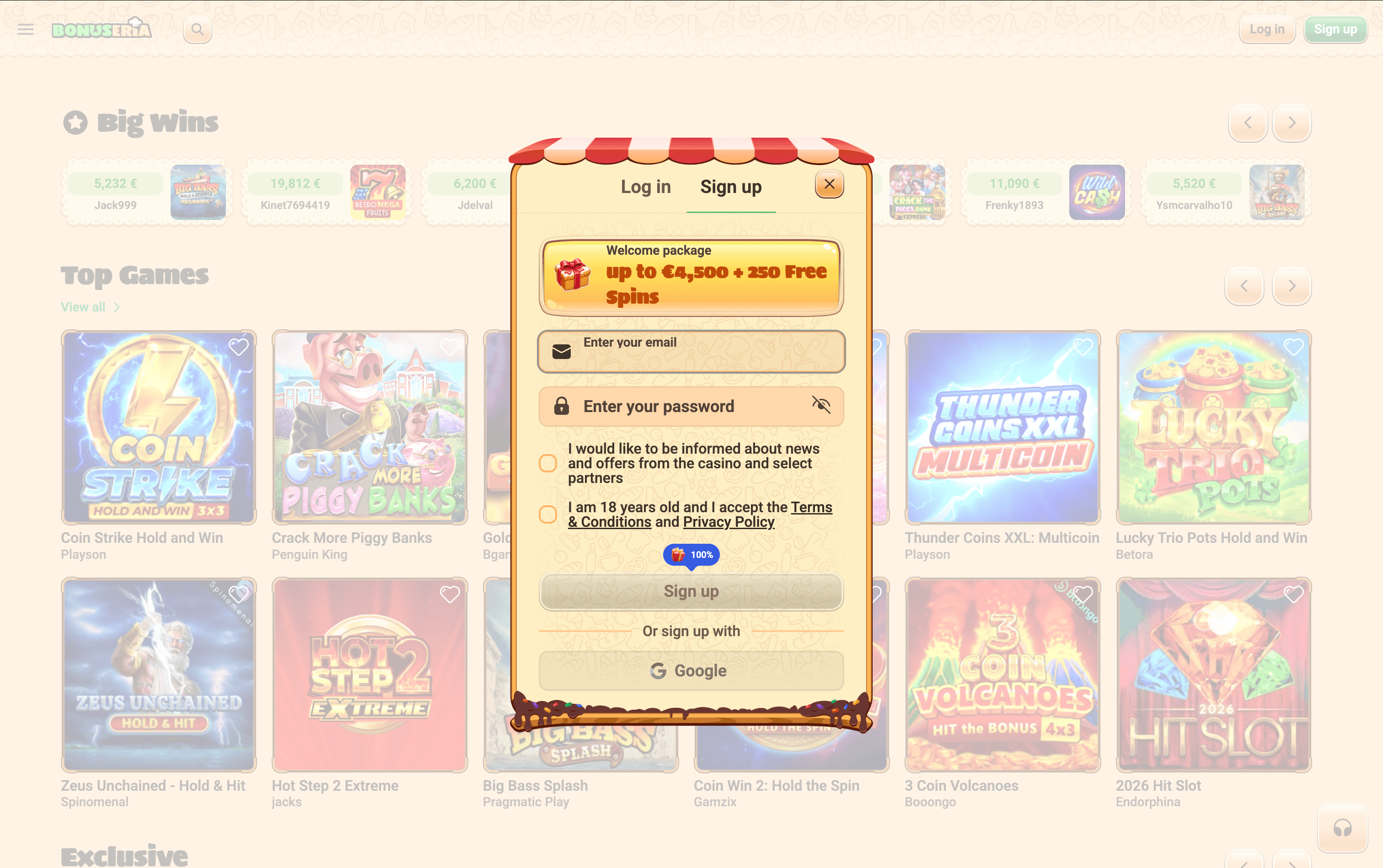 Bonuseria Casino Sign Up