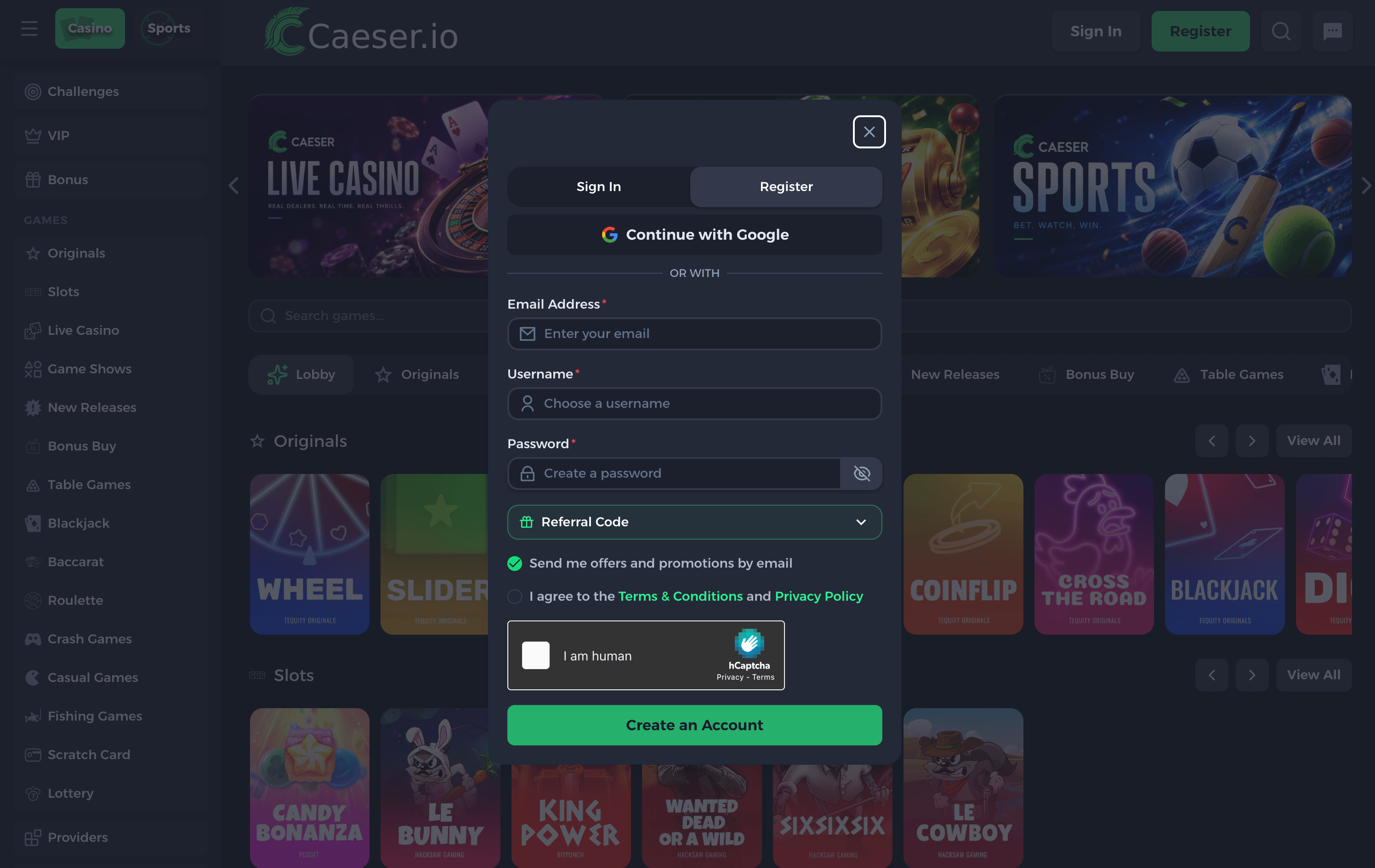Caeser Casino Sign Up