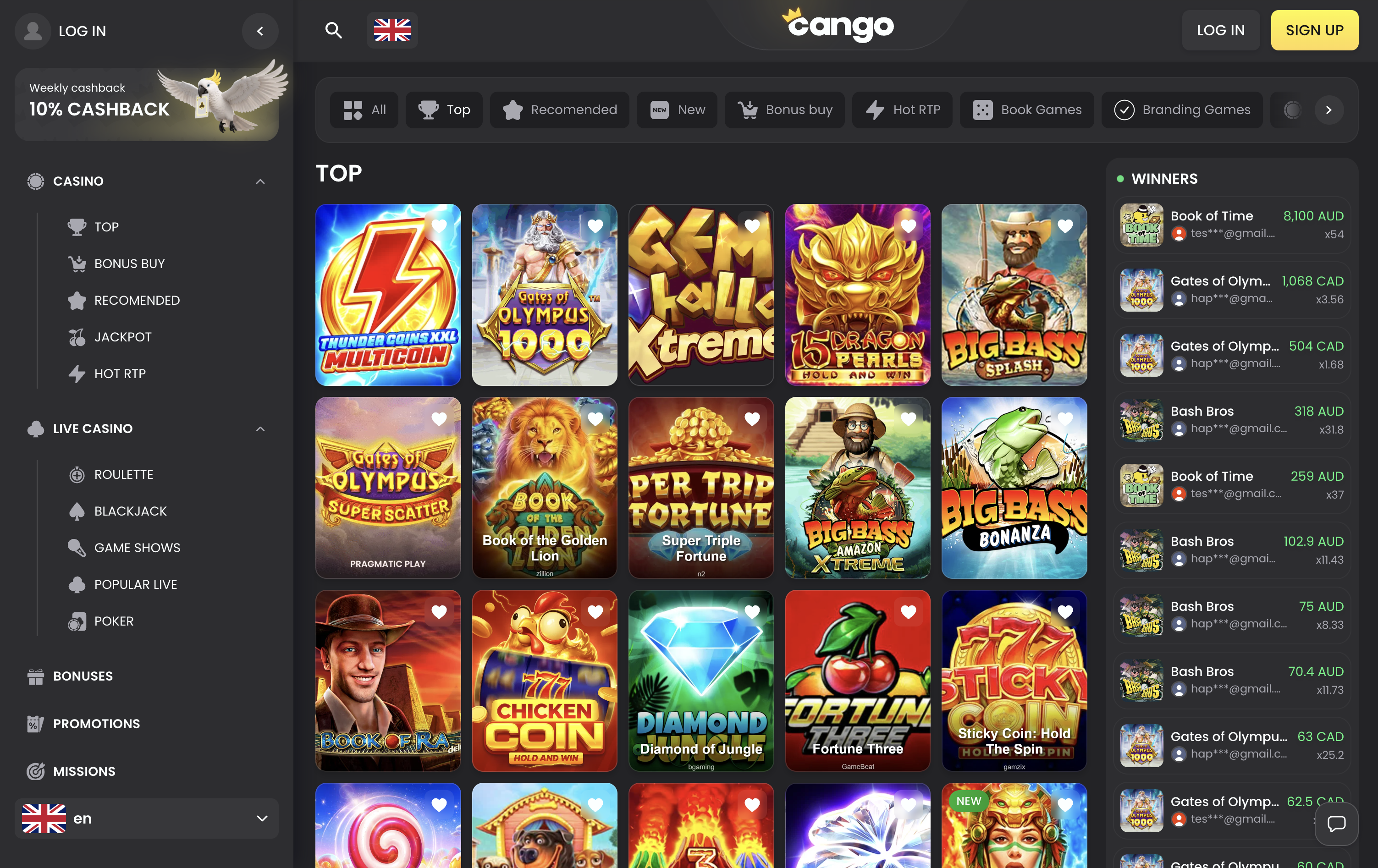 CangoBet Casino Games