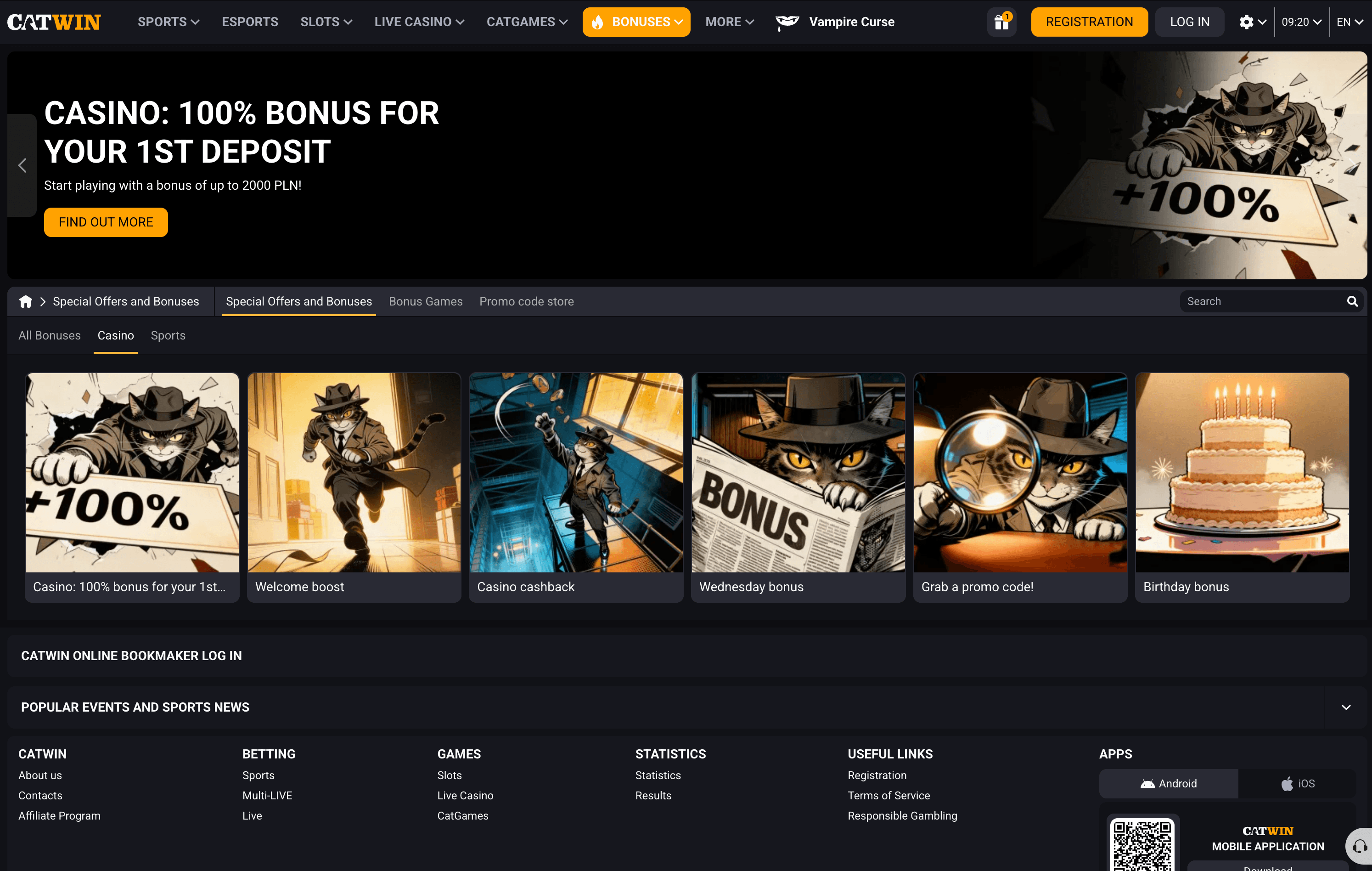 Catwin Casino Bonuses