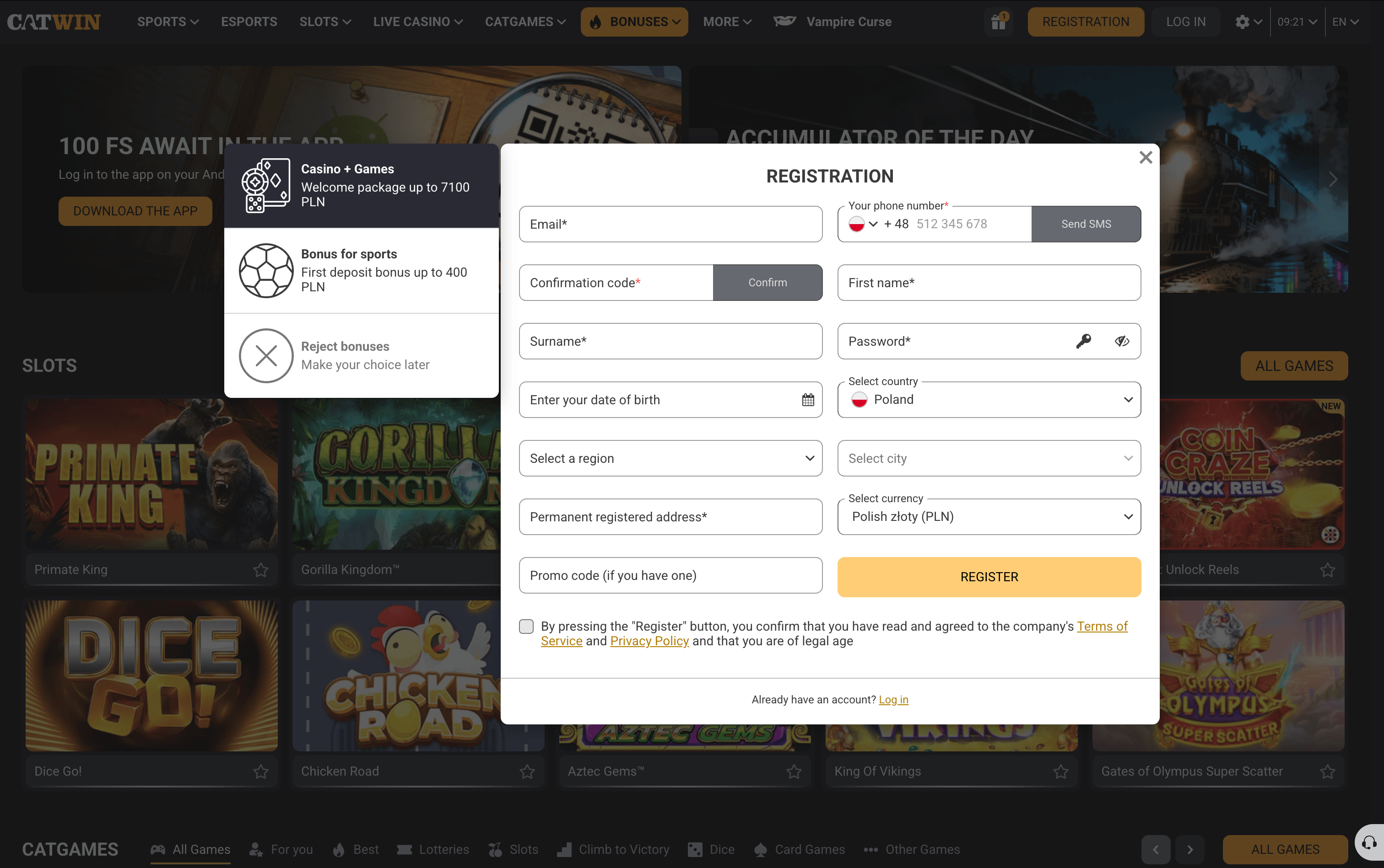 Catwin Casino Sign Up