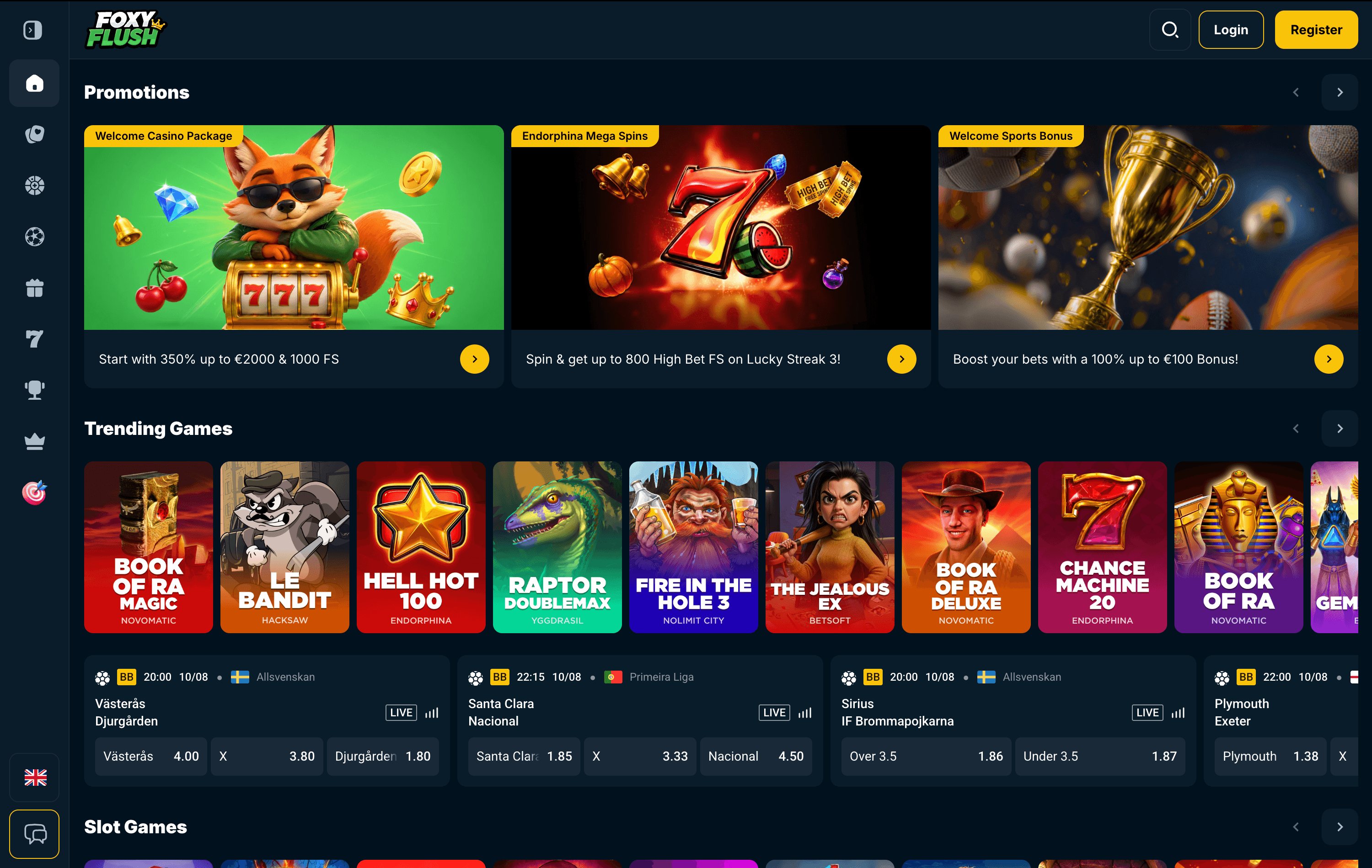 FoxyFlush Casino Lobby