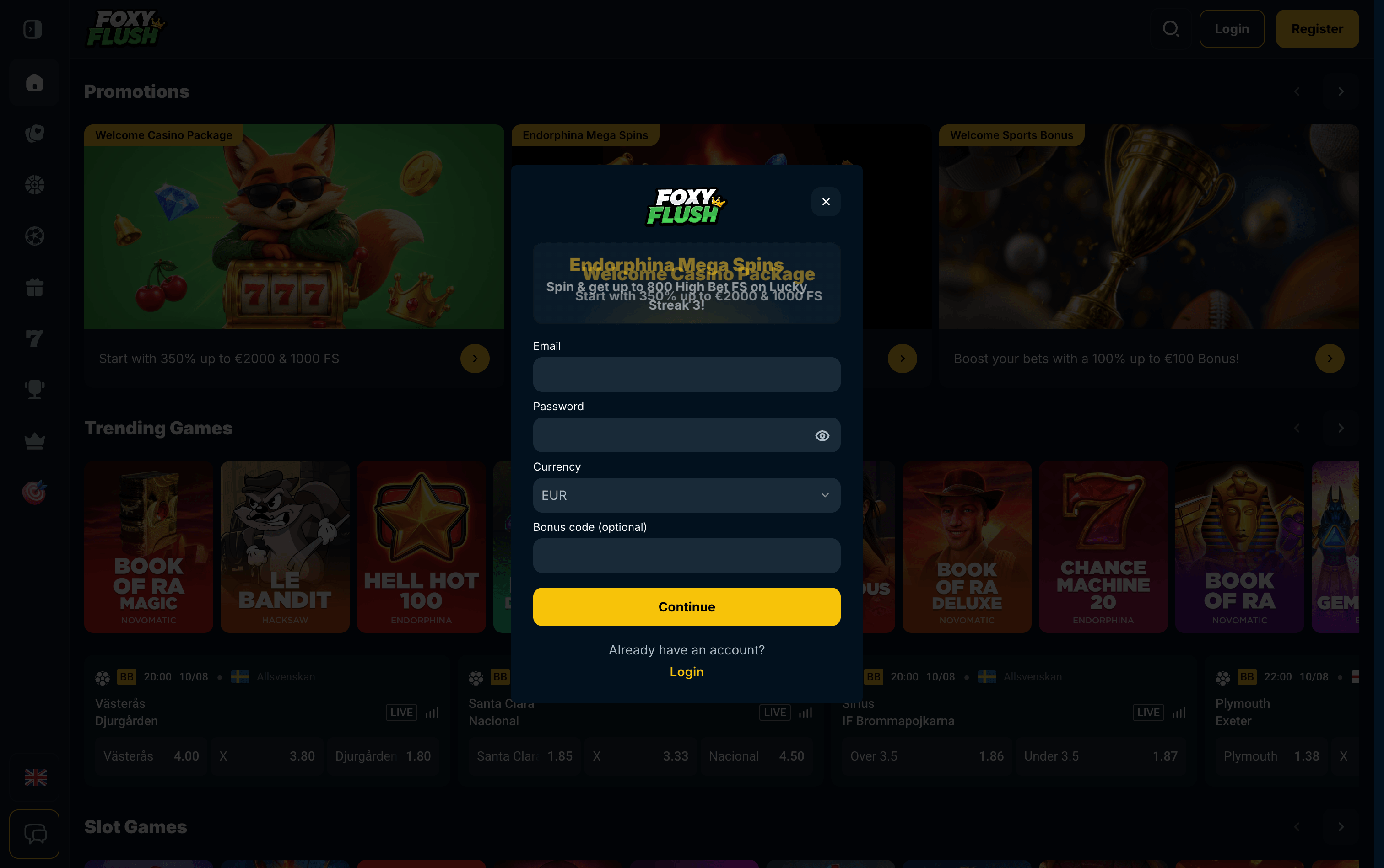FoxyFlush Casino Sign Up