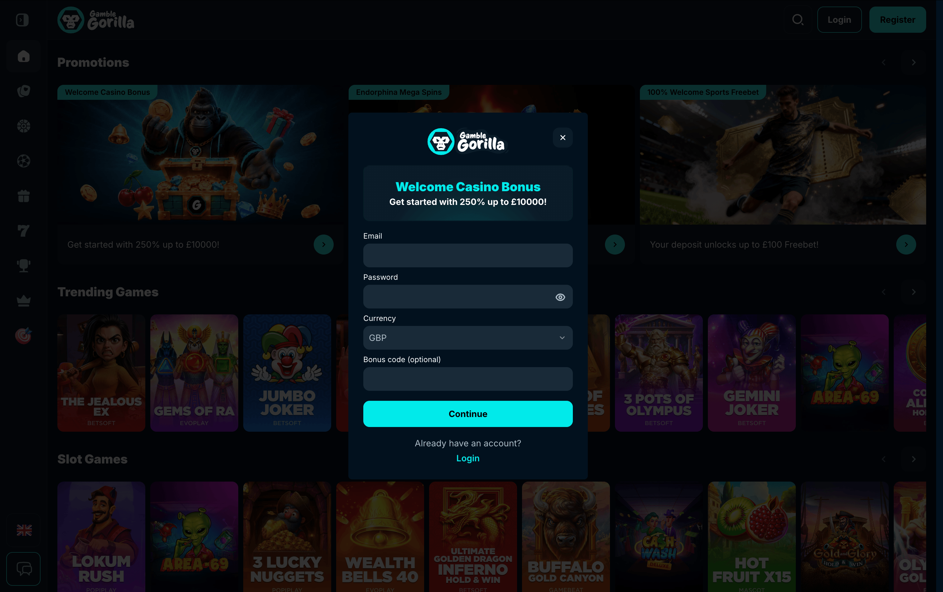 GambleGorilla Casino Sign Up