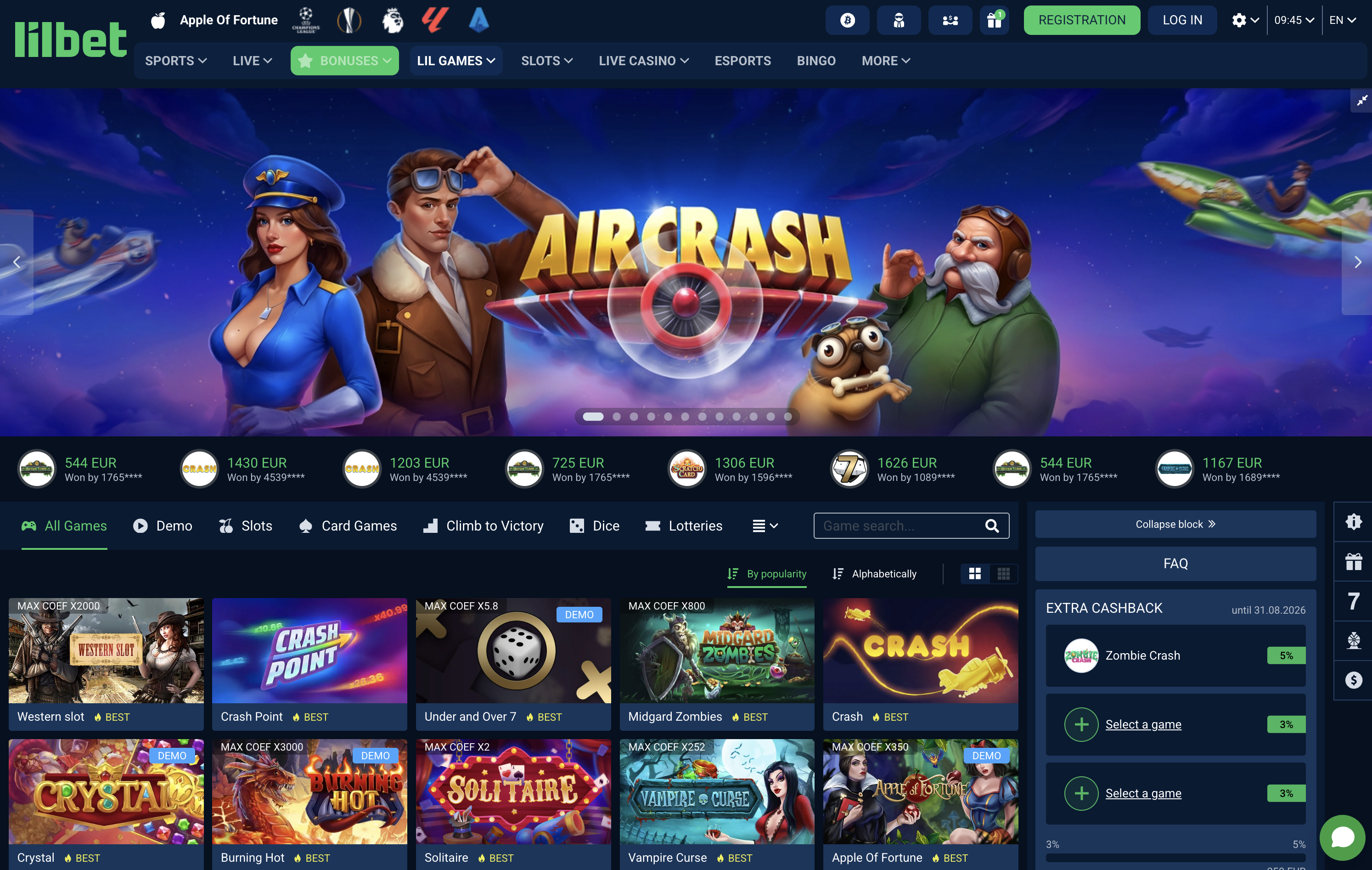 LilBet Casino Lobby