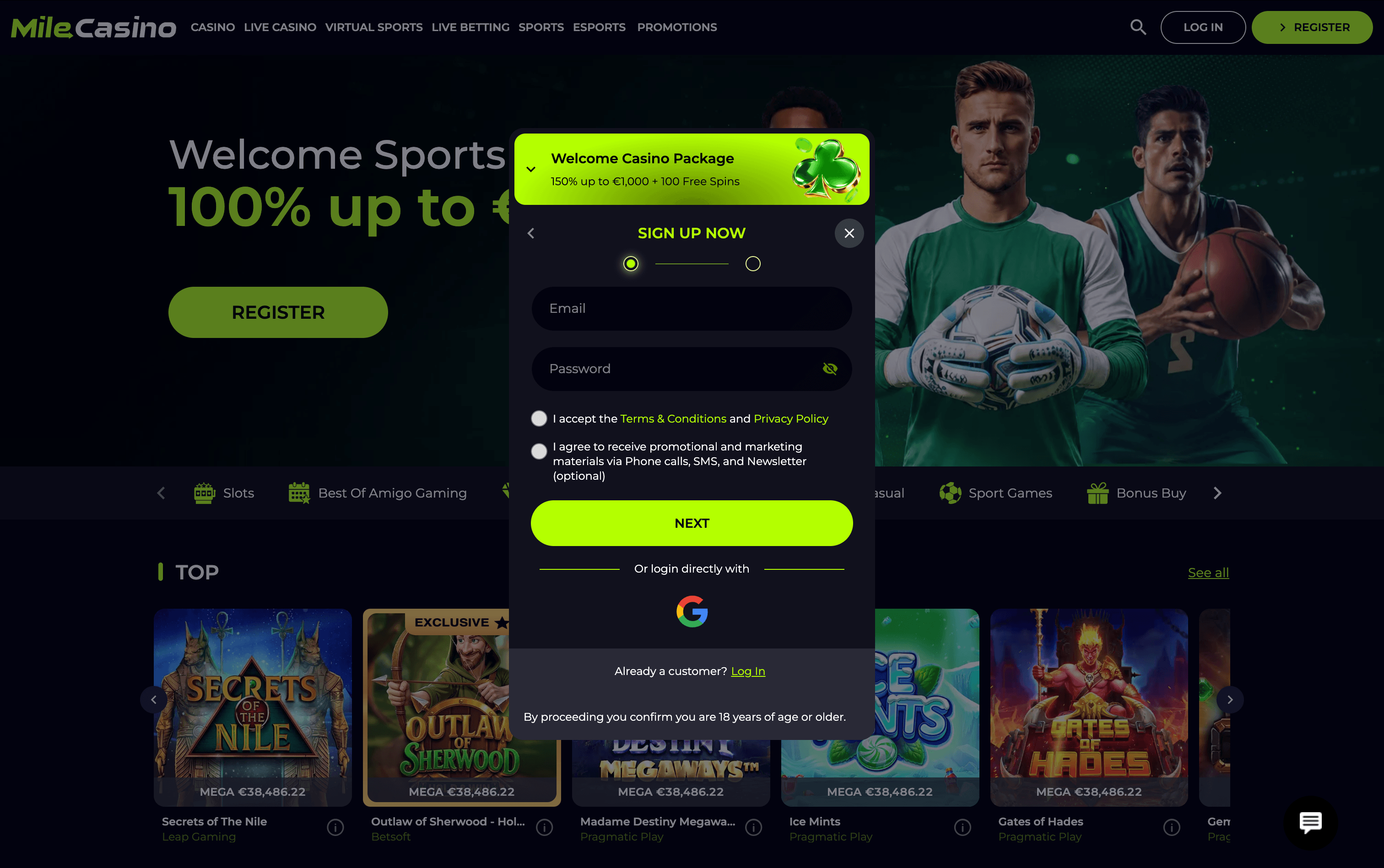 Mile Casino Sign Up