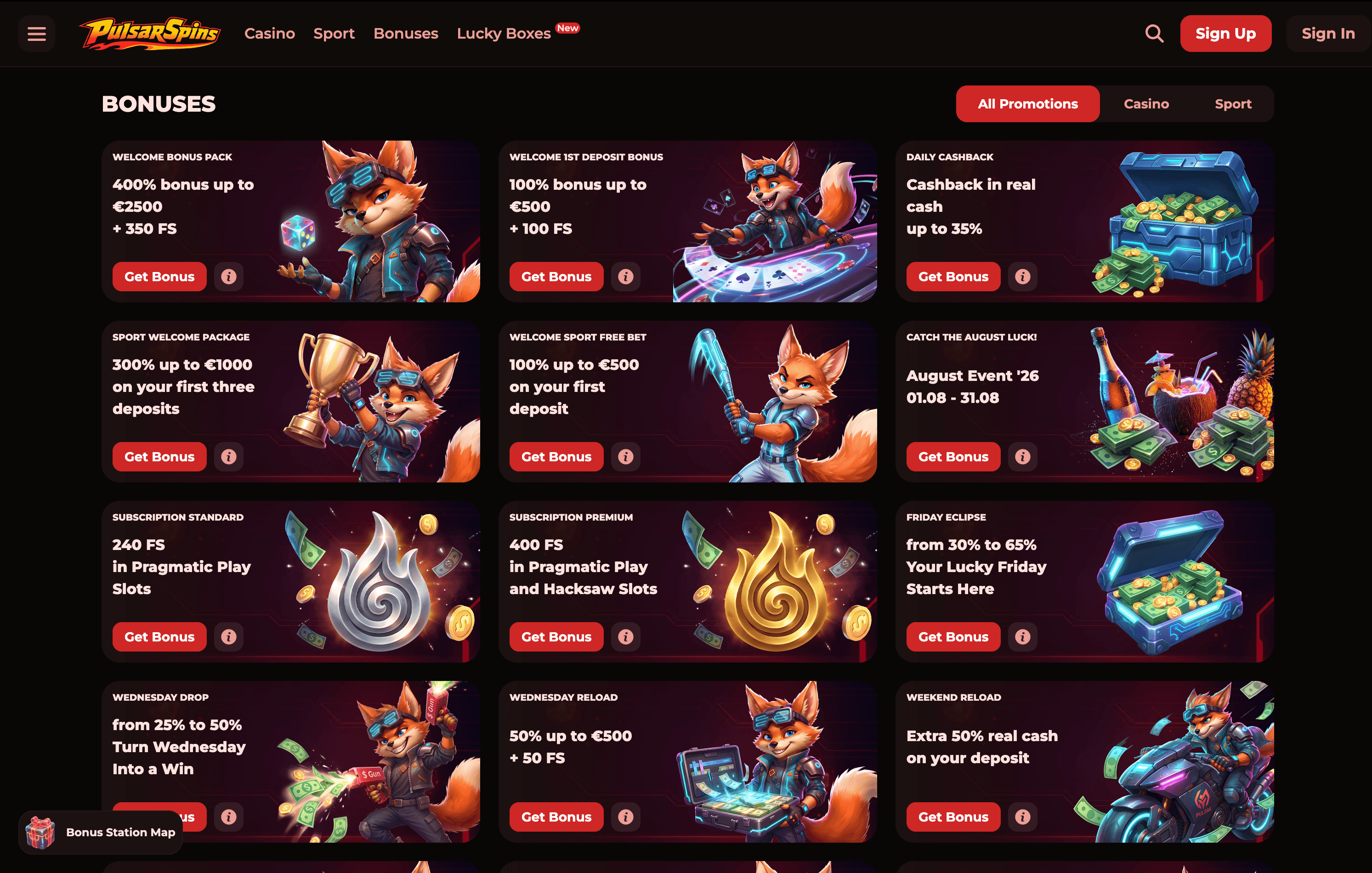 PulsarSpins Casino Bonuses