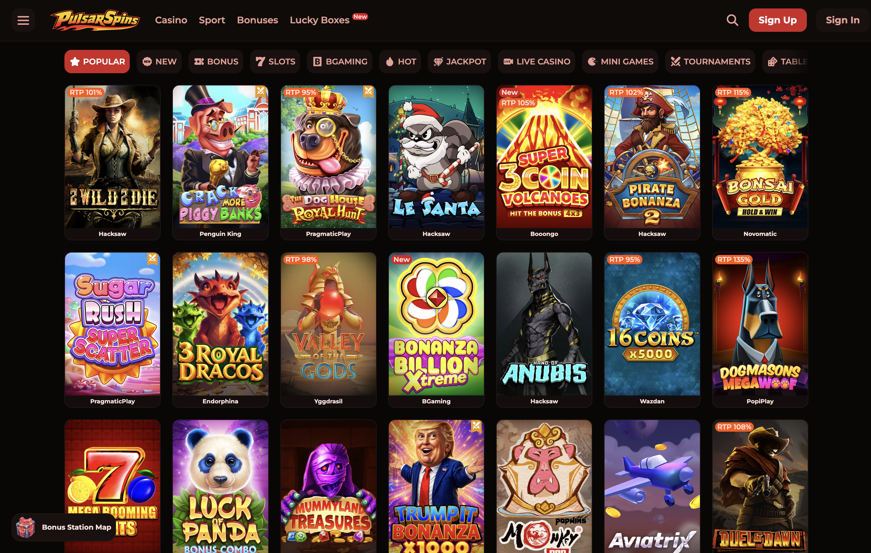PulsarSpins Casino Games